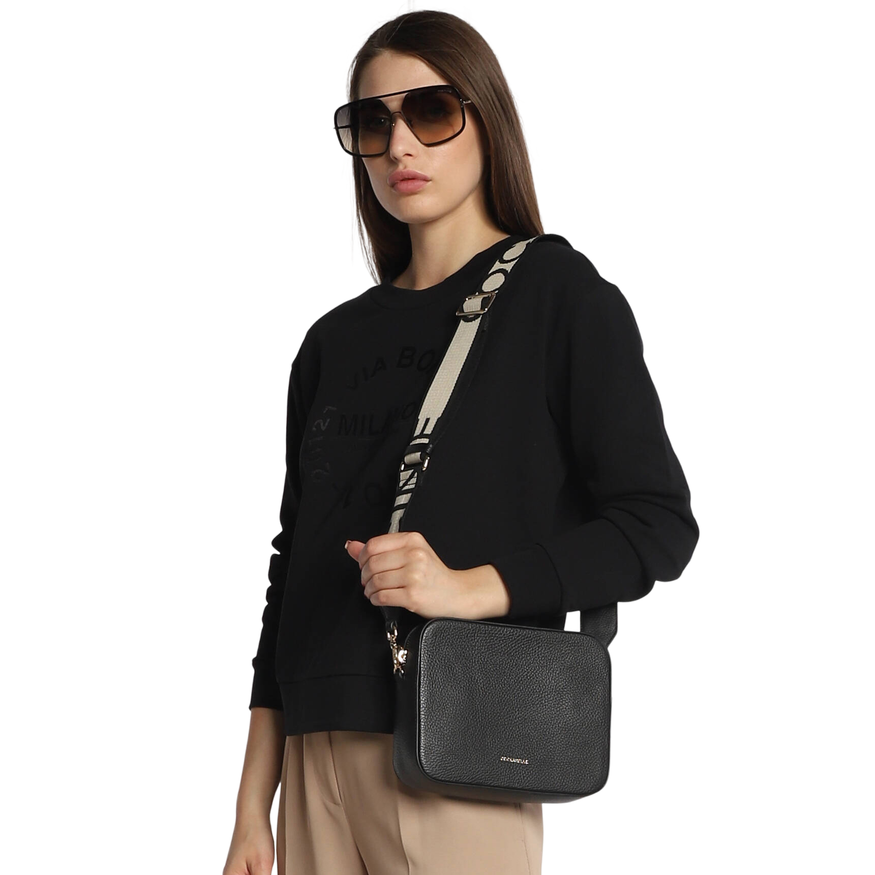 Bolso de Mujer Coccinelle de Hombro Rosa Antiguo, En Cuero Genuino, Tebe Grande