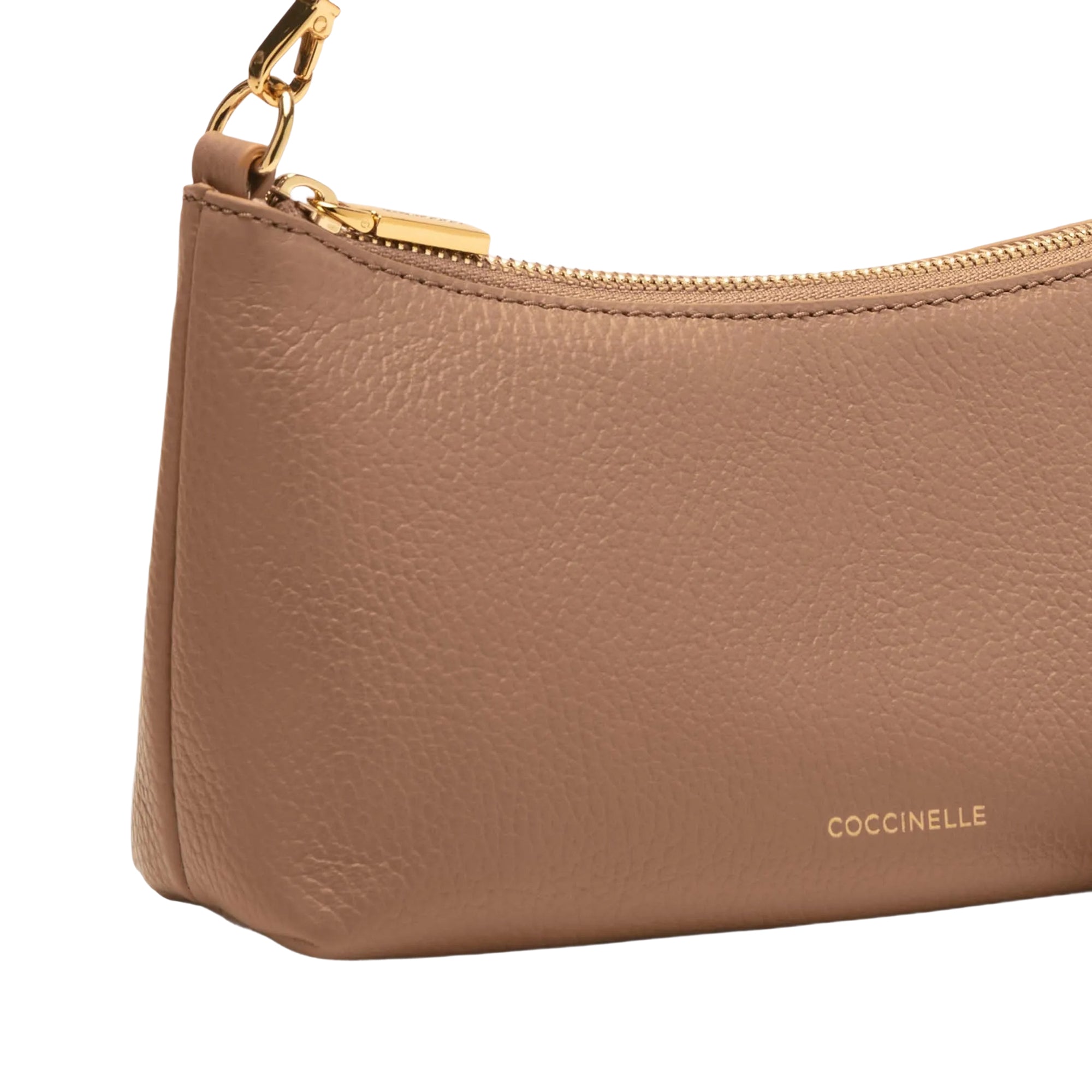 COCCINELLE Borsa Donna Marrone con Catena e Tracolla Regolabile, In Vera Pelle, Aura