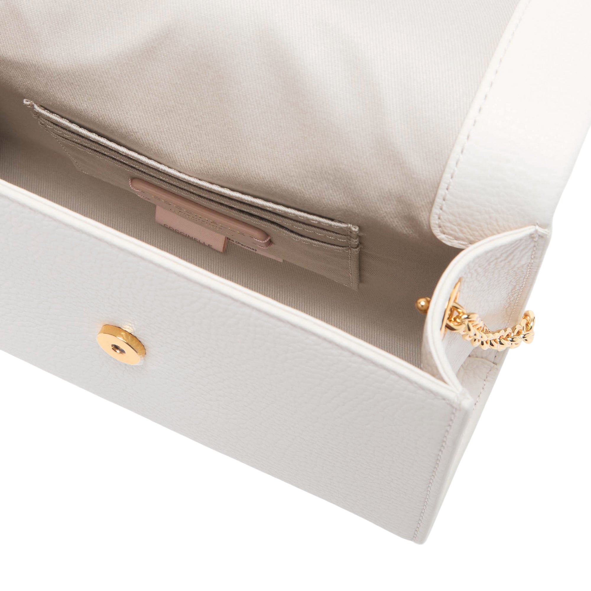 Bolso de Mujer Coccinelle Blanco, Bandolera de Cuero Genuino, Dorian Mini