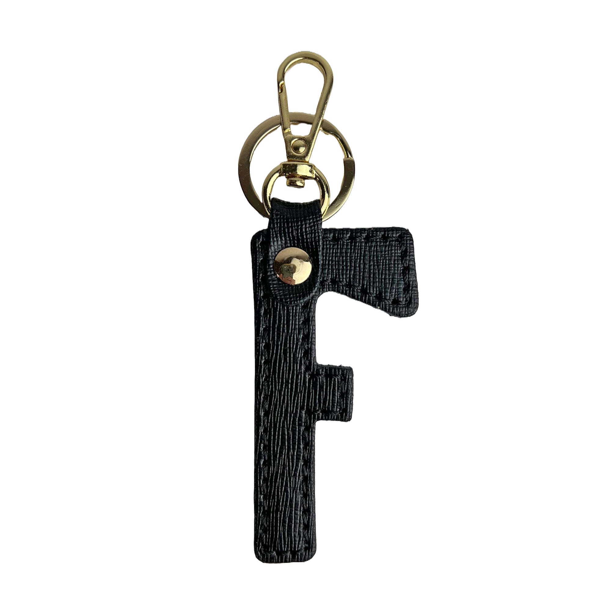Portachiavi Lettera Donna e Uomo, In Vera Pelle Saffiano, Made in Italy F