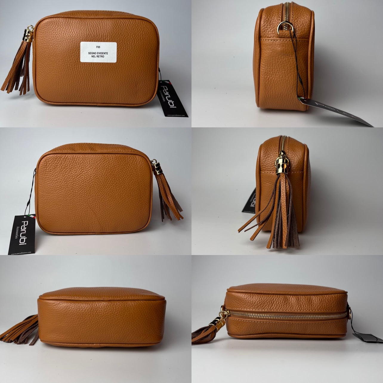 Damen Handtasche mit Schulterriemen, Aus Weichem Echtem Leder, Made in Italy, Modell Ada