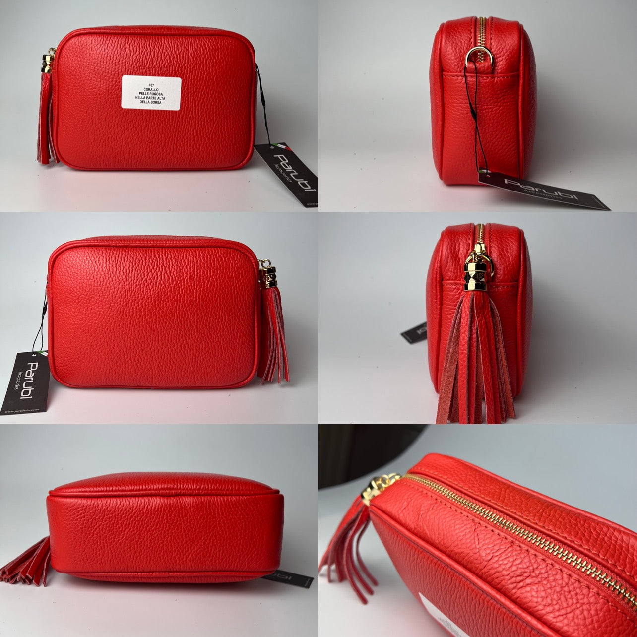 Damen Handtasche mit Schulterriemen, Aus Weichem Echtem Leder, Made in Italy, Modell Ada