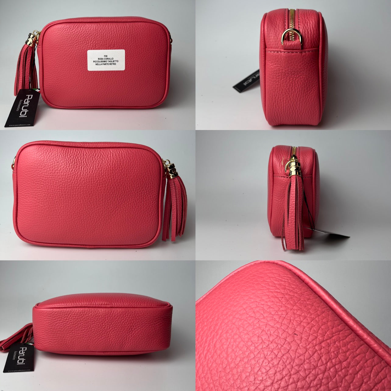 Damen Handtasche mit Schulterriemen, Aus Weichem Echtem Leder, Made in Italy, Modell Ada