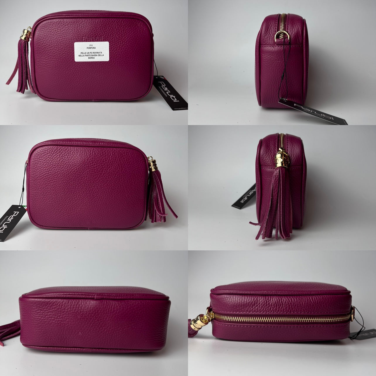 Damen Handtasche mit Schulterriemen, Aus Weichem Echtem Leder, Made in Italy, Modell Ada