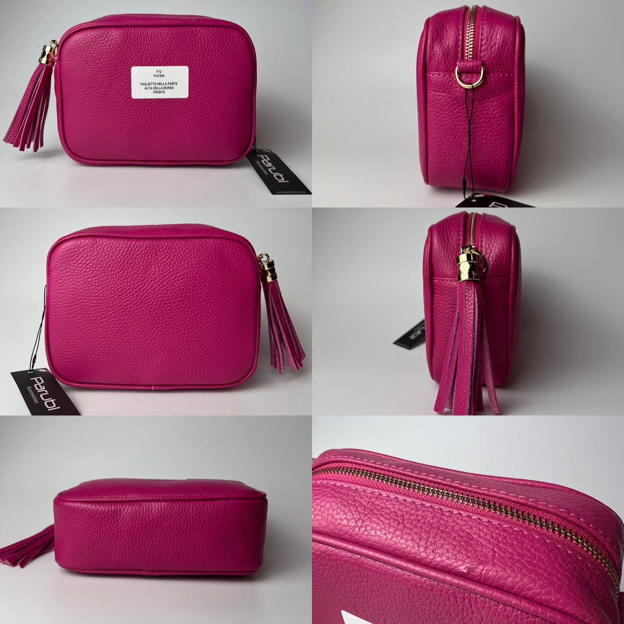 Damen Handtasche mit Schulterriemen, Aus Weichem Echtem Leder, Made in Italy, Modell Ada