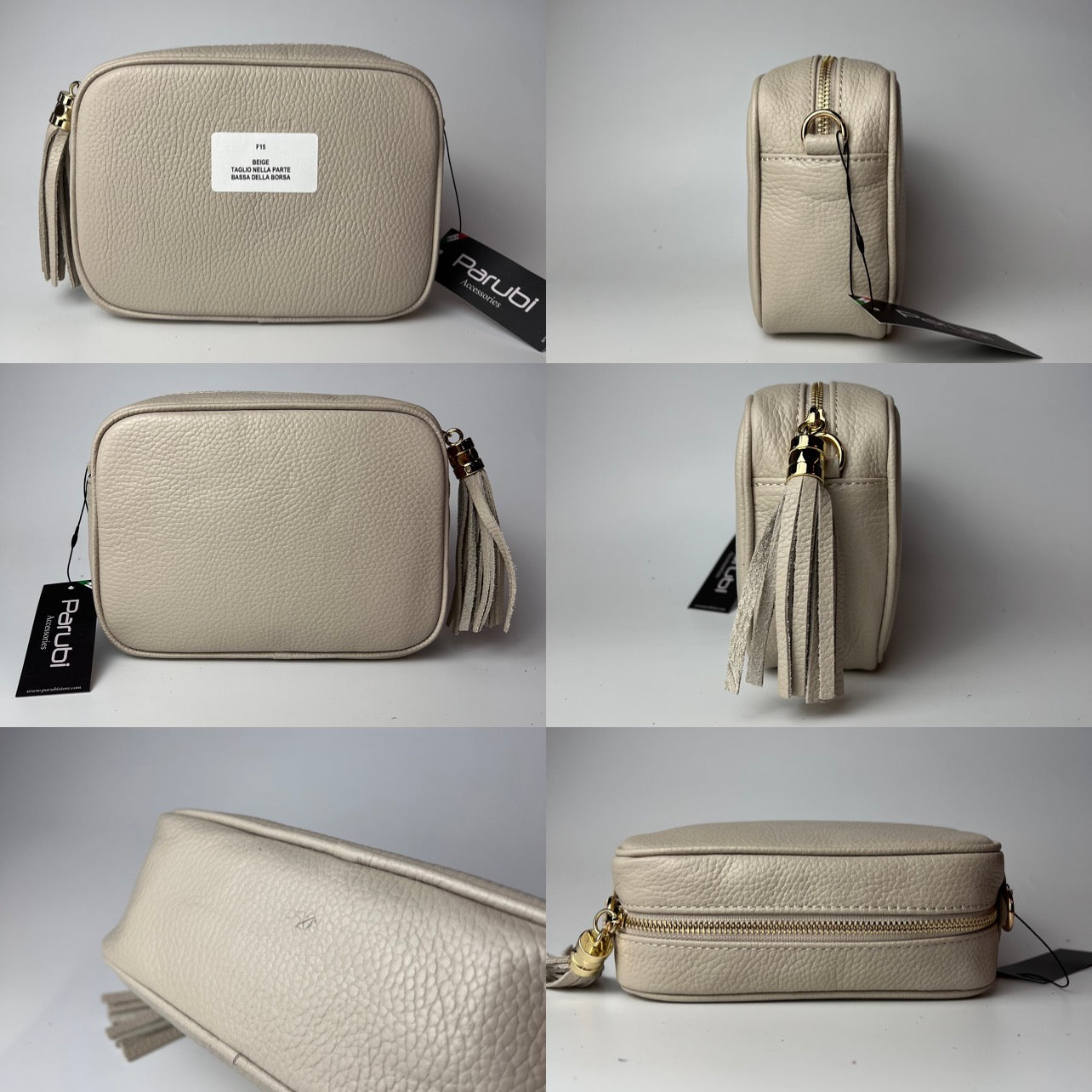 Damen Handtasche mit Schulterriemen, Aus Weichem Echtem Leder, Made in Italy, Modell Ada