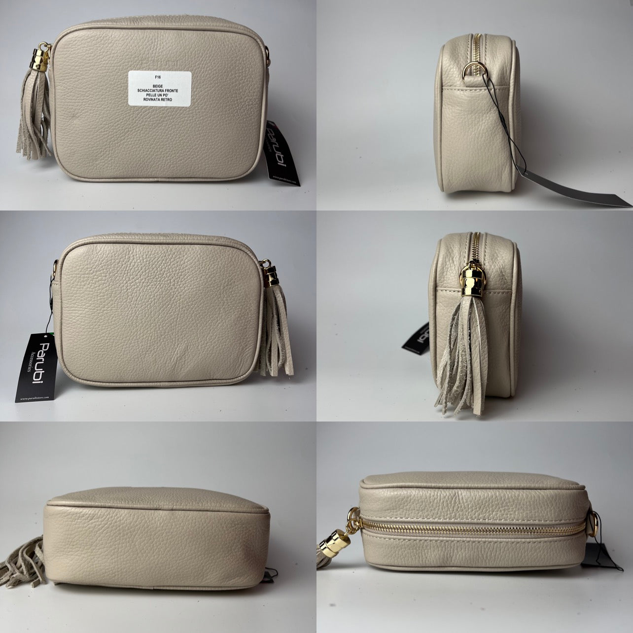 Damen Handtasche mit Schulterriemen, Aus Weichem Echtem Leder, Made in Italy, Modell Ada