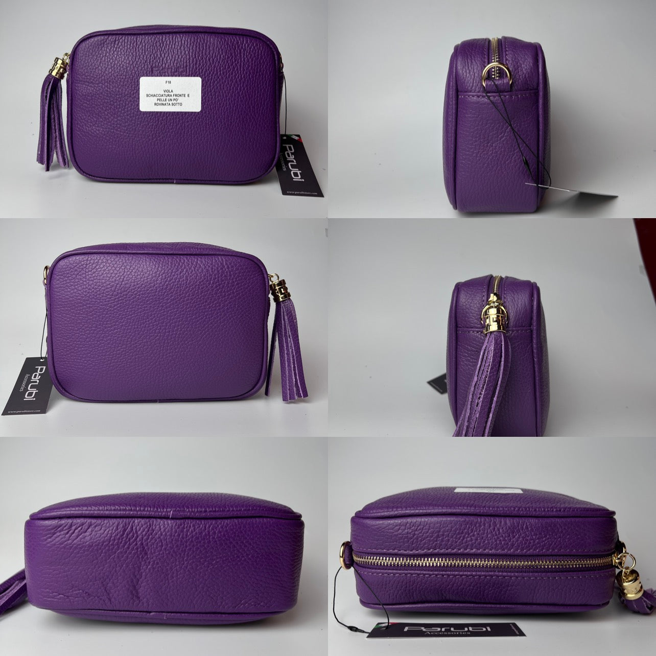 Damen Handtasche mit Schulterriemen, Aus Weichem Echtem Leder, Made in Italy, Modell Ada