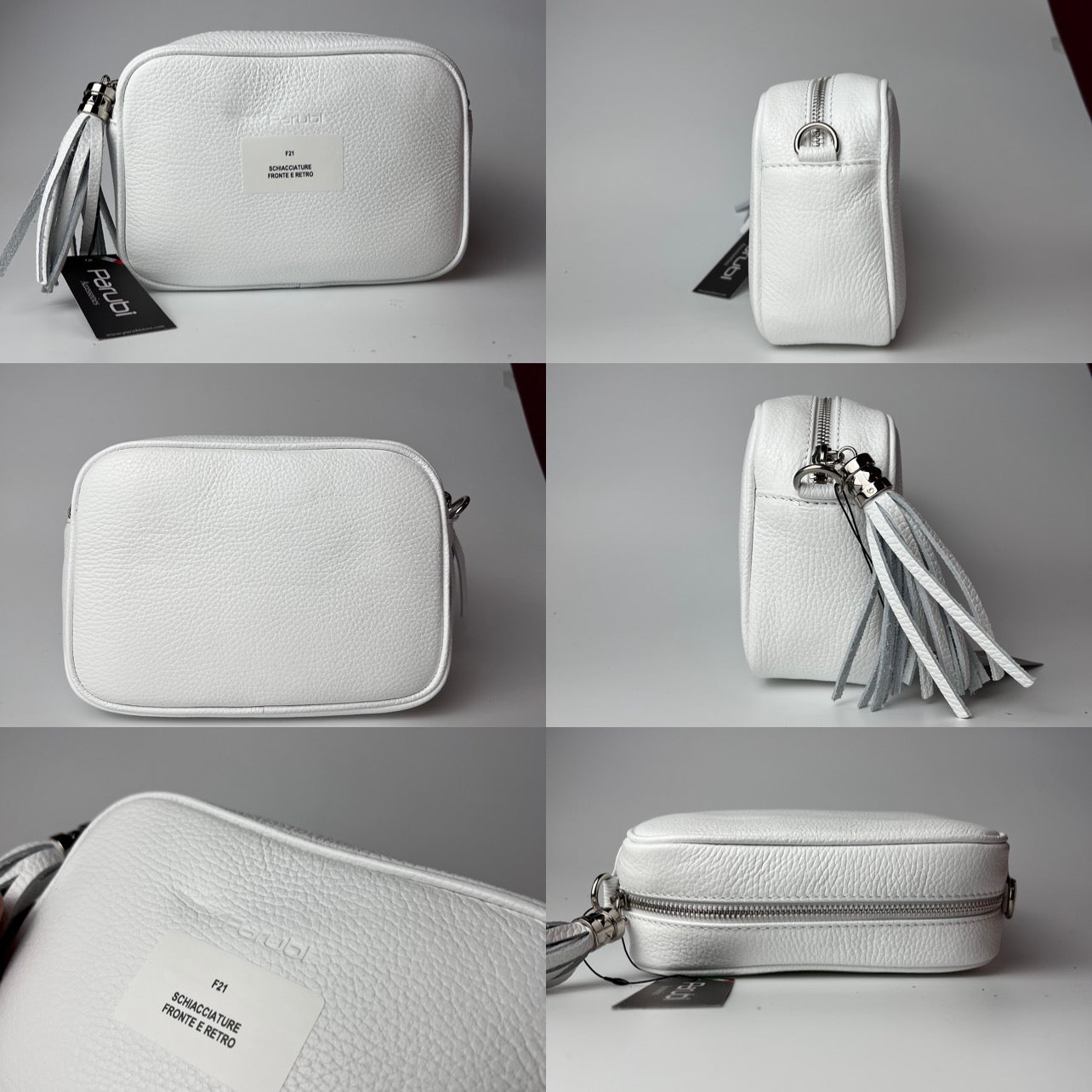 Damen Handtasche mit Schulterriemen, Aus Weichem Echtem Leder, Made in Italy, Modell Ada