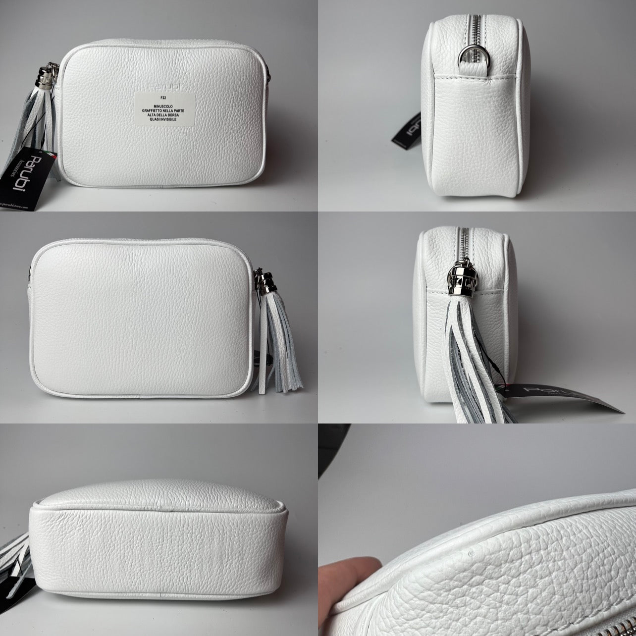 Damen Handtasche mit Schulterriemen, Aus Weichem Echtem Leder, Made in Italy, Modell Ada