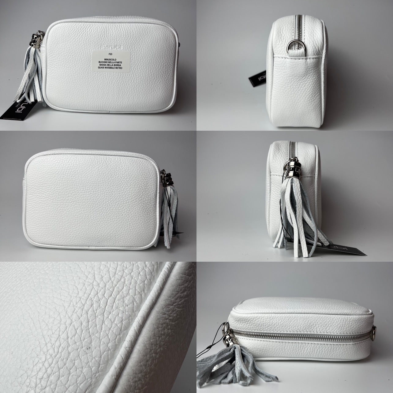 Damen Handtasche mit Schulterriemen, Aus Weichem Echtem Leder, Made in Italy, Modell Ada