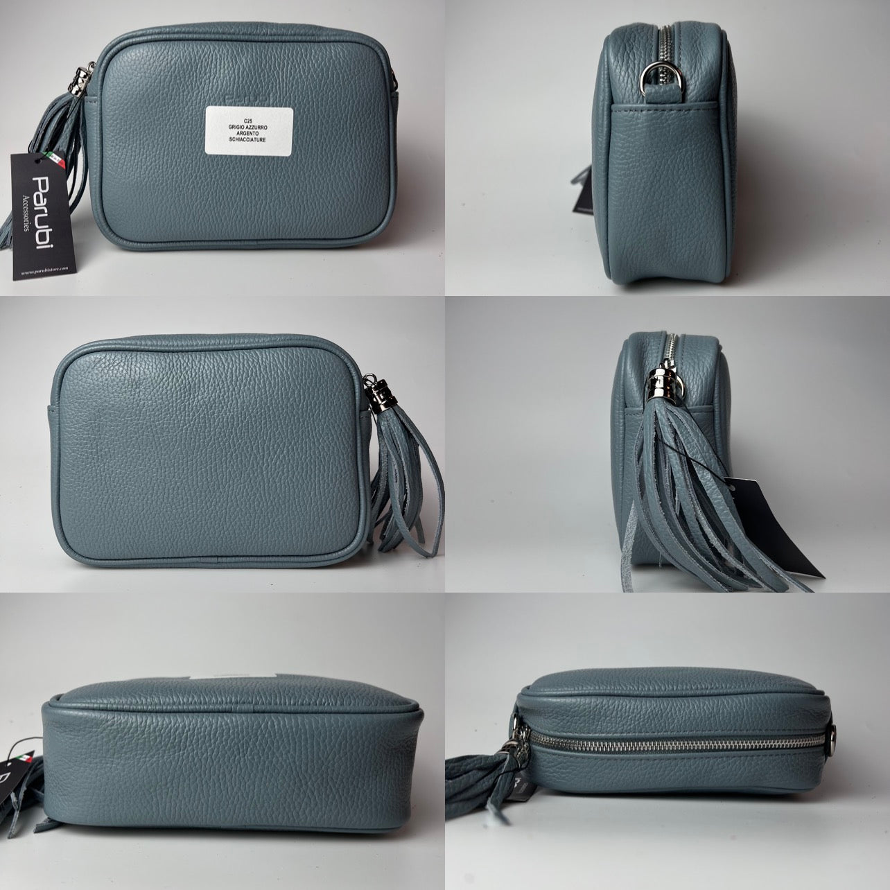 Damen Handtasche mit Schulterriemen, Aus Weichem Echtem Leder, Made in Italy, Modell Ada