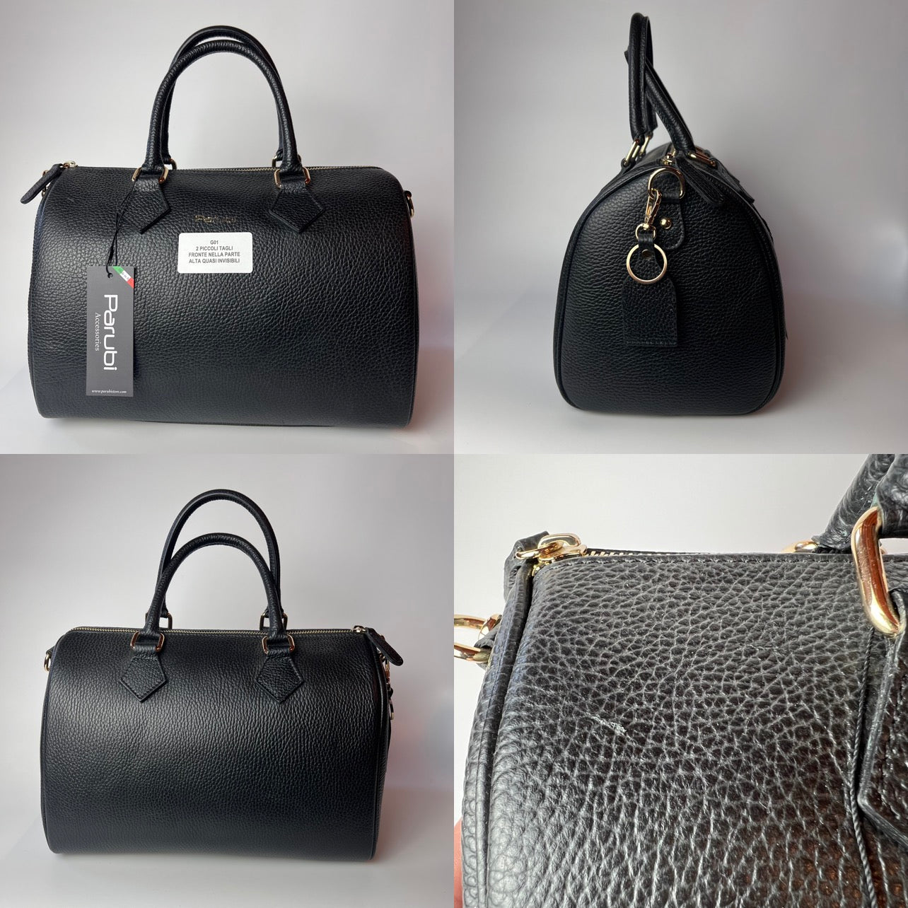 Bolso de Mano Mujer con Correa, En Cuero Auténtico, Hecho en Italia, Modelo Olimpia