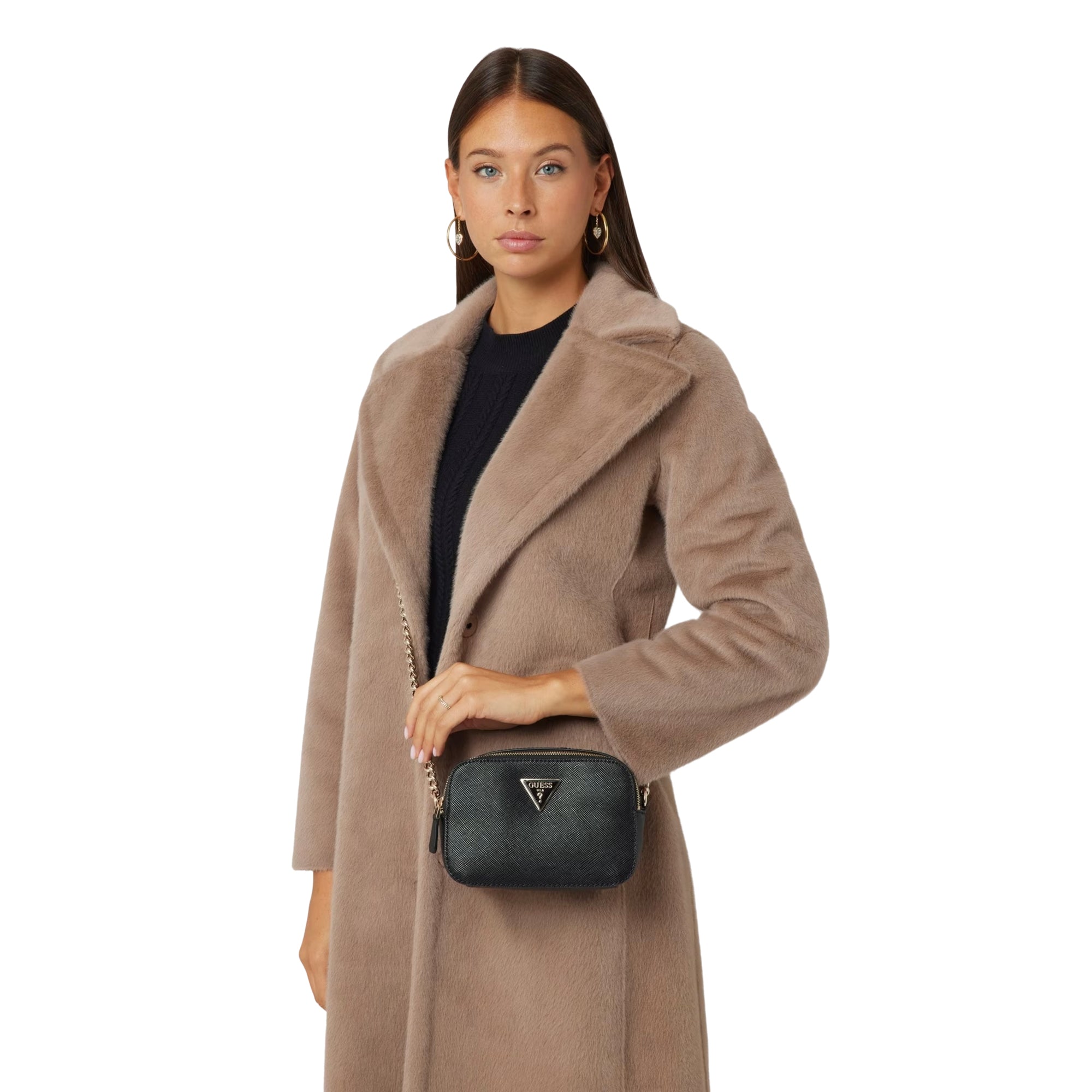 Borsa Donna a Tracolla Noelle Saffiano Guess con Catena e Logo
