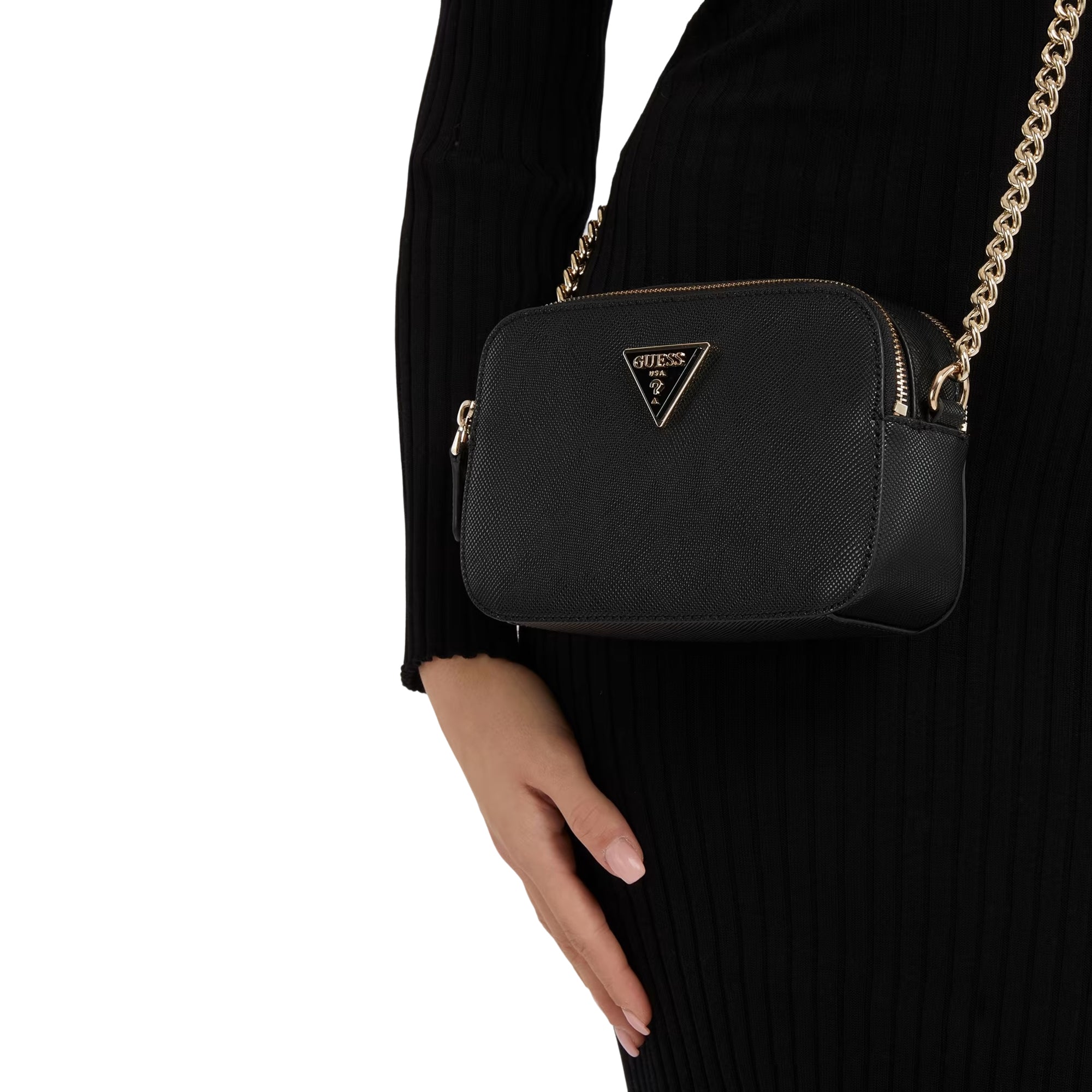 Borsa Donna a Tracolla Noelle Saffiano Guess con Catena e Logo