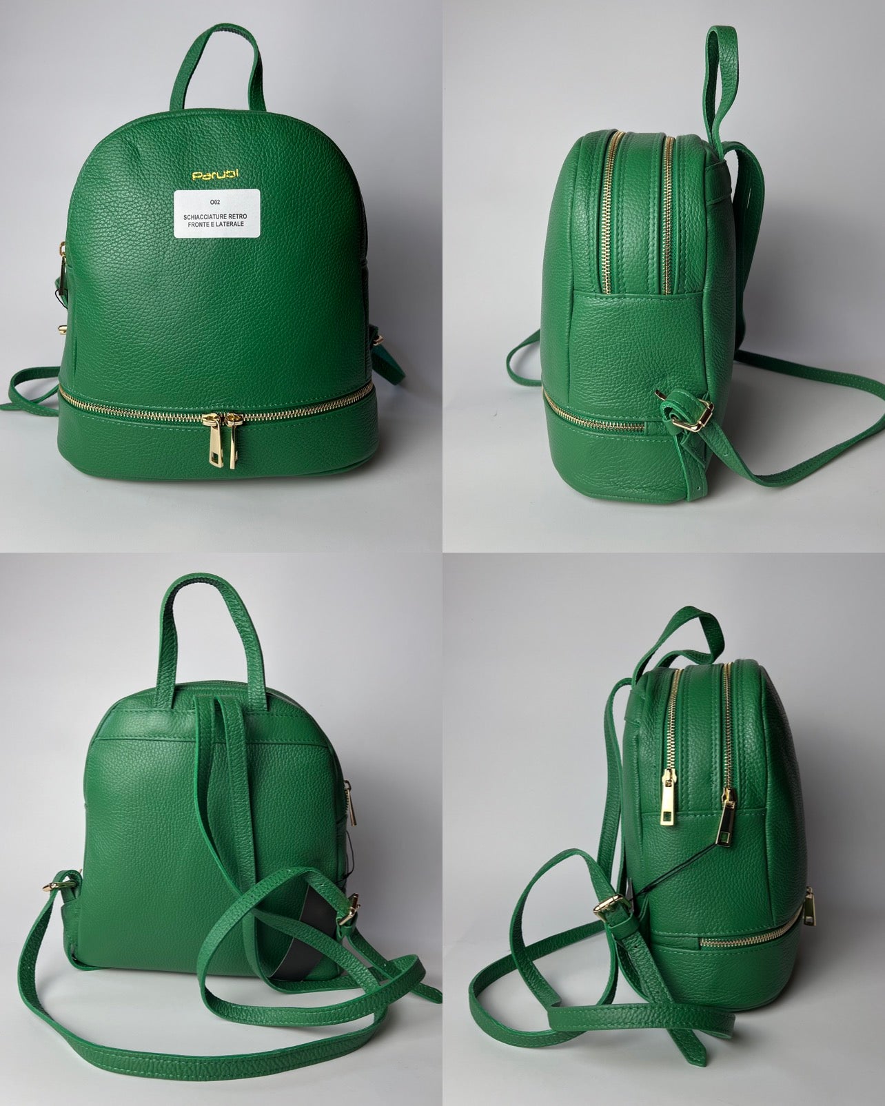 Zaino Donna in Vera Pelle - Outlet con Piccoli Difetti - Modello Maya Parubi Verde Bottiglia - vista 11