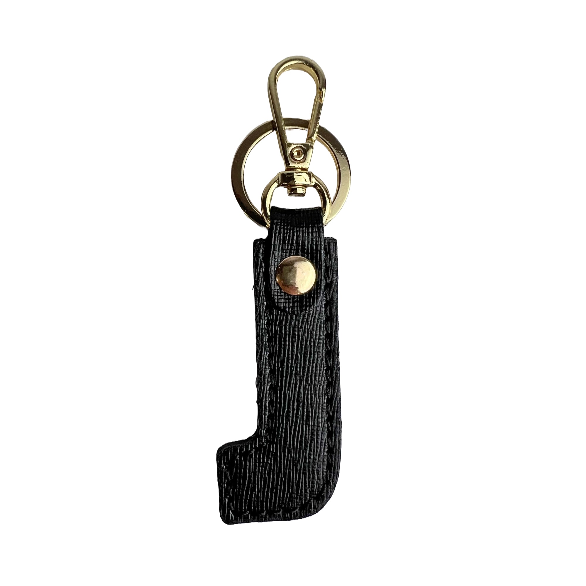 Portachiavi Lettera Donna e Uomo, In Vera Pelle Saffiano, Made in Italy J