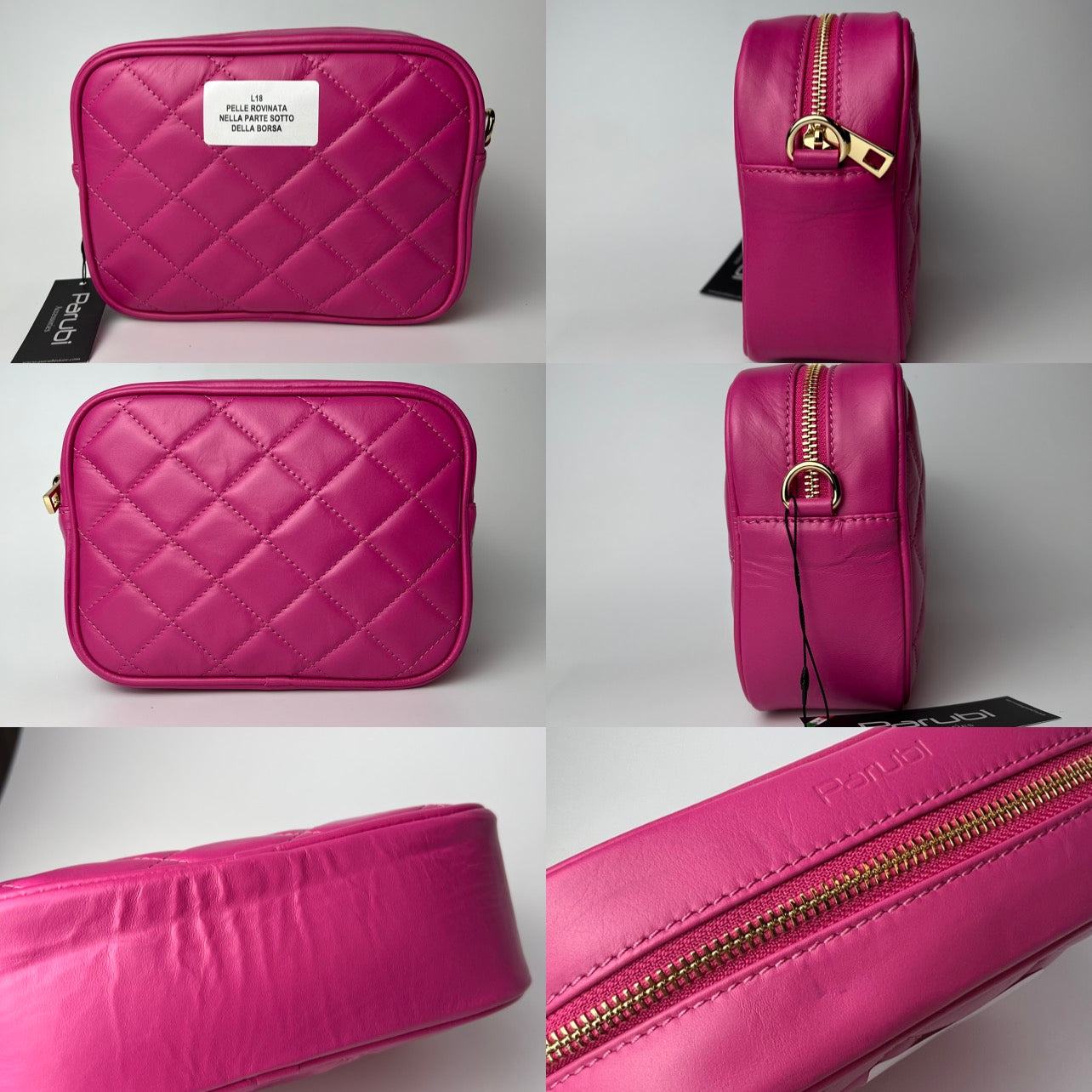 Bolso de Mano para Mujer con Correa, En Cuero Auténtico Suave, Hecho en Italia, Modelo Ada