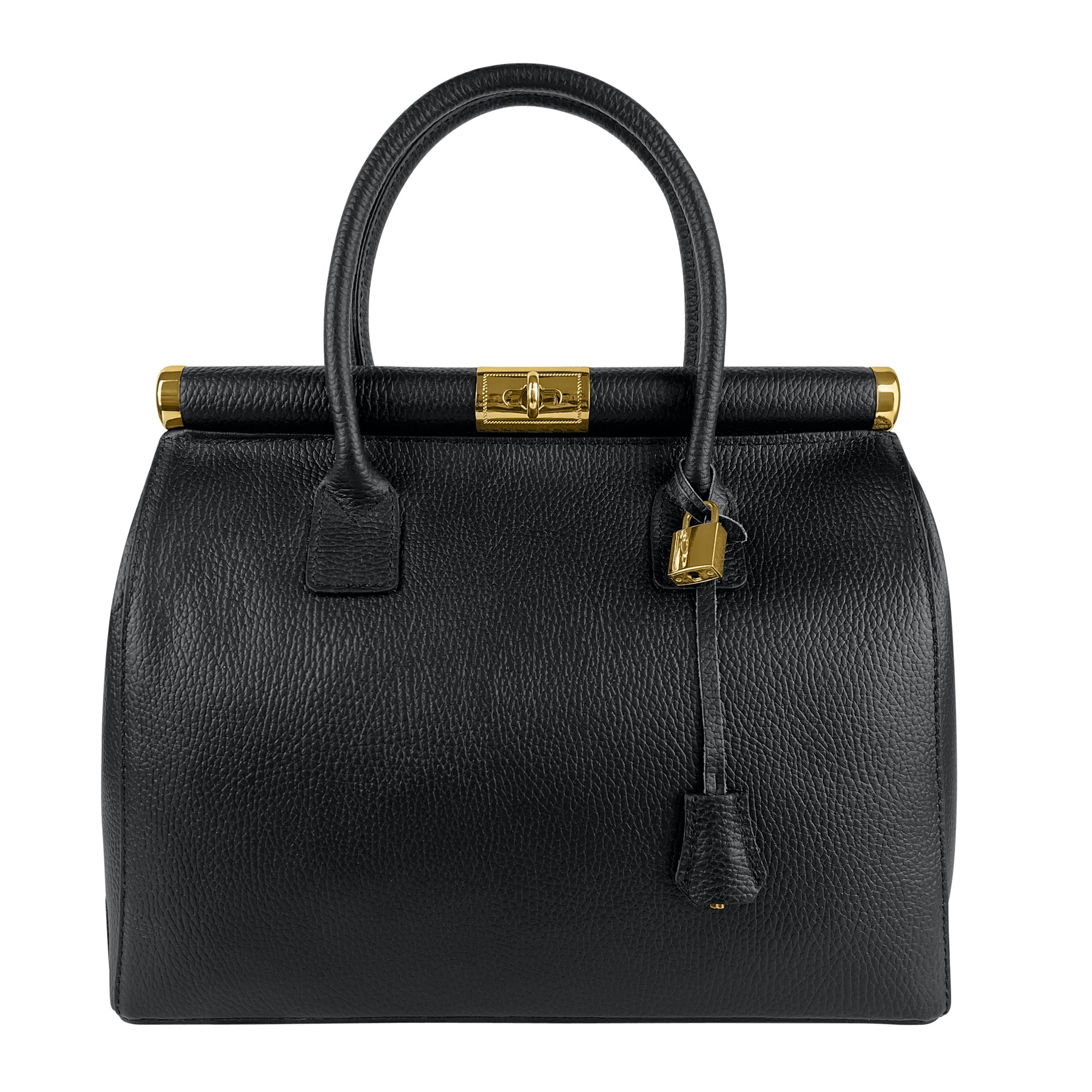 Borsa Donna a Mano con Tracolla, In Vera Pelle Morbida, Made in Italy, Modello Matilde Nero