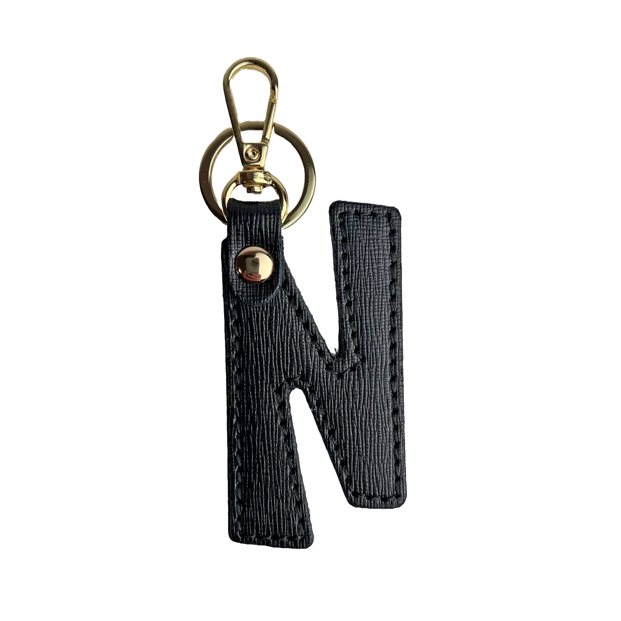 Portachiavi Lettera Donna e Uomo, In Vera Pelle Saffiano, Made in Italy N