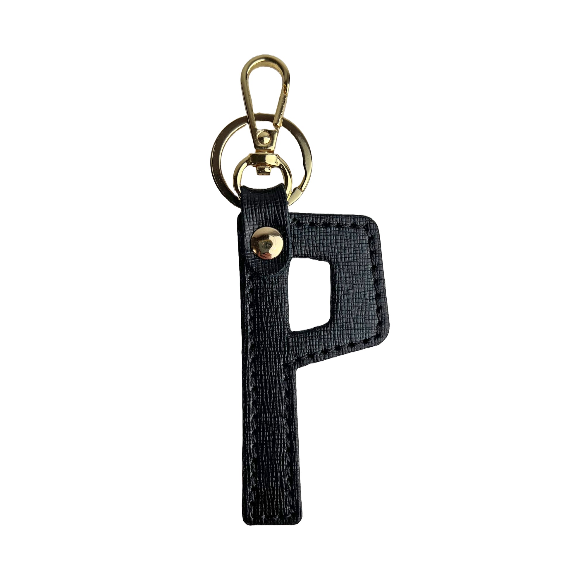 Portachiavi Lettera Donna e Uomo, In Vera Pelle Saffiano, Made in Italy P
