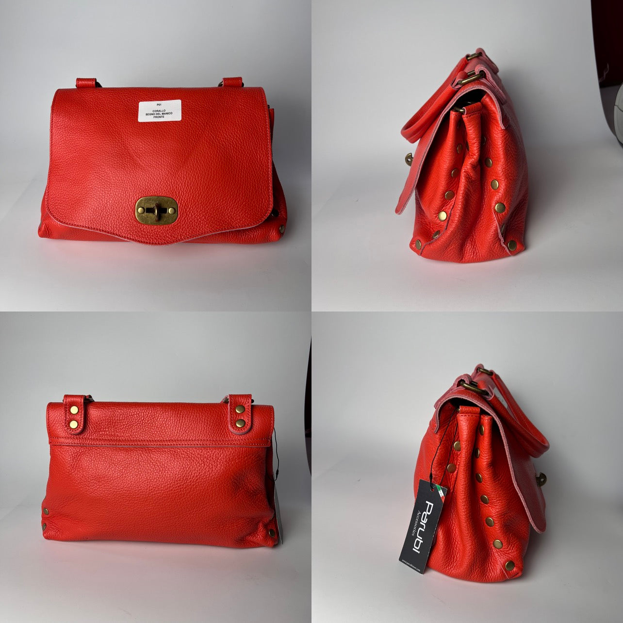 Sac Femme à Main avec Bandoulière, en Cuir Véritable, Fabriqué en Italie, Modèle Zoe