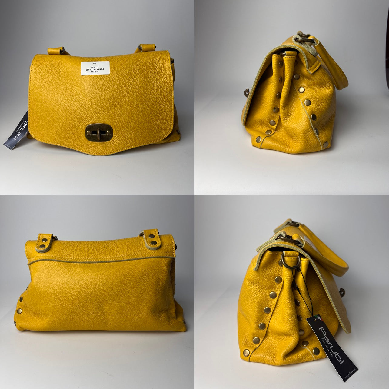 Sac Femme à Main avec Bandoulière, en Cuir Véritable, Fabriqué en Italie, Modèle Zoe