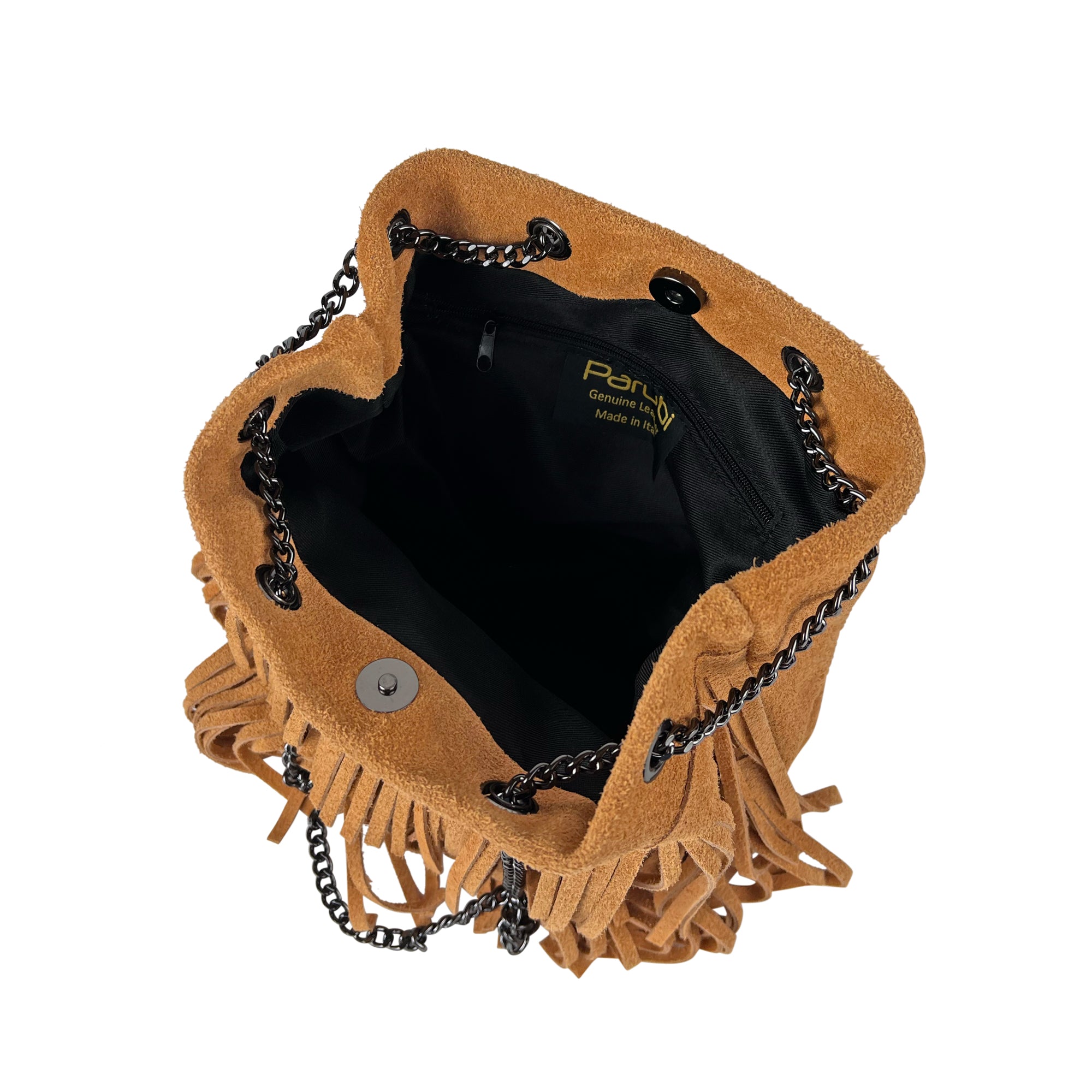 Borsa Secchiello Donna a Spalla e Tracolla, In Vera Pelle Scamosciata, Made in Italy, Modello Nives