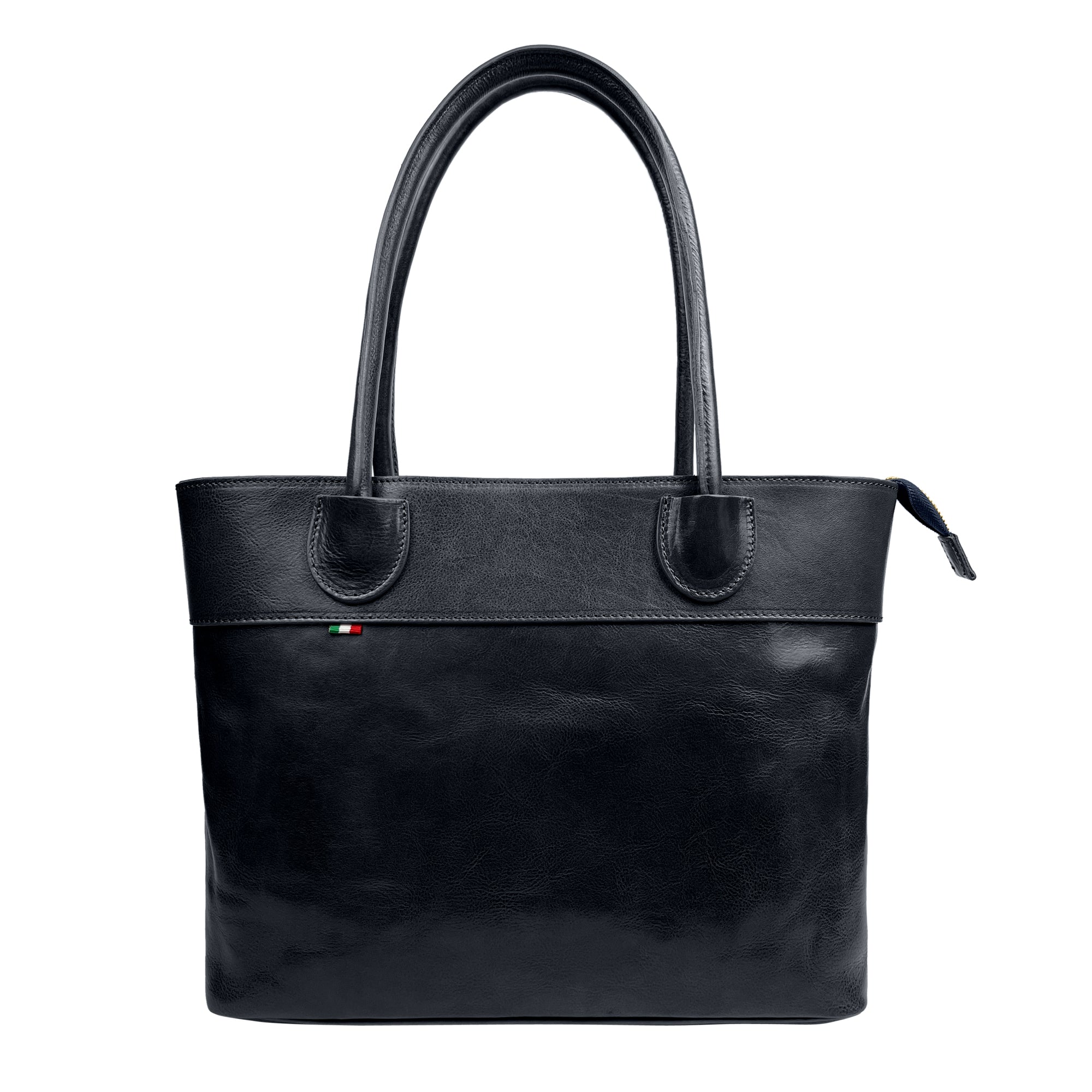 Borsa Donna a Spalla, In Vera Pelle, Made in Italy, Modello Mirta Blu Navy