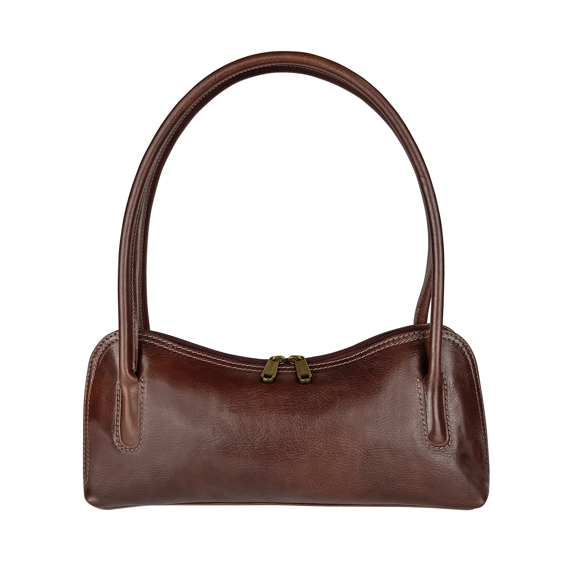 Borsa Donna a Spalla, In Vera Pelle, Made in Italy, Modello Aria Marrone