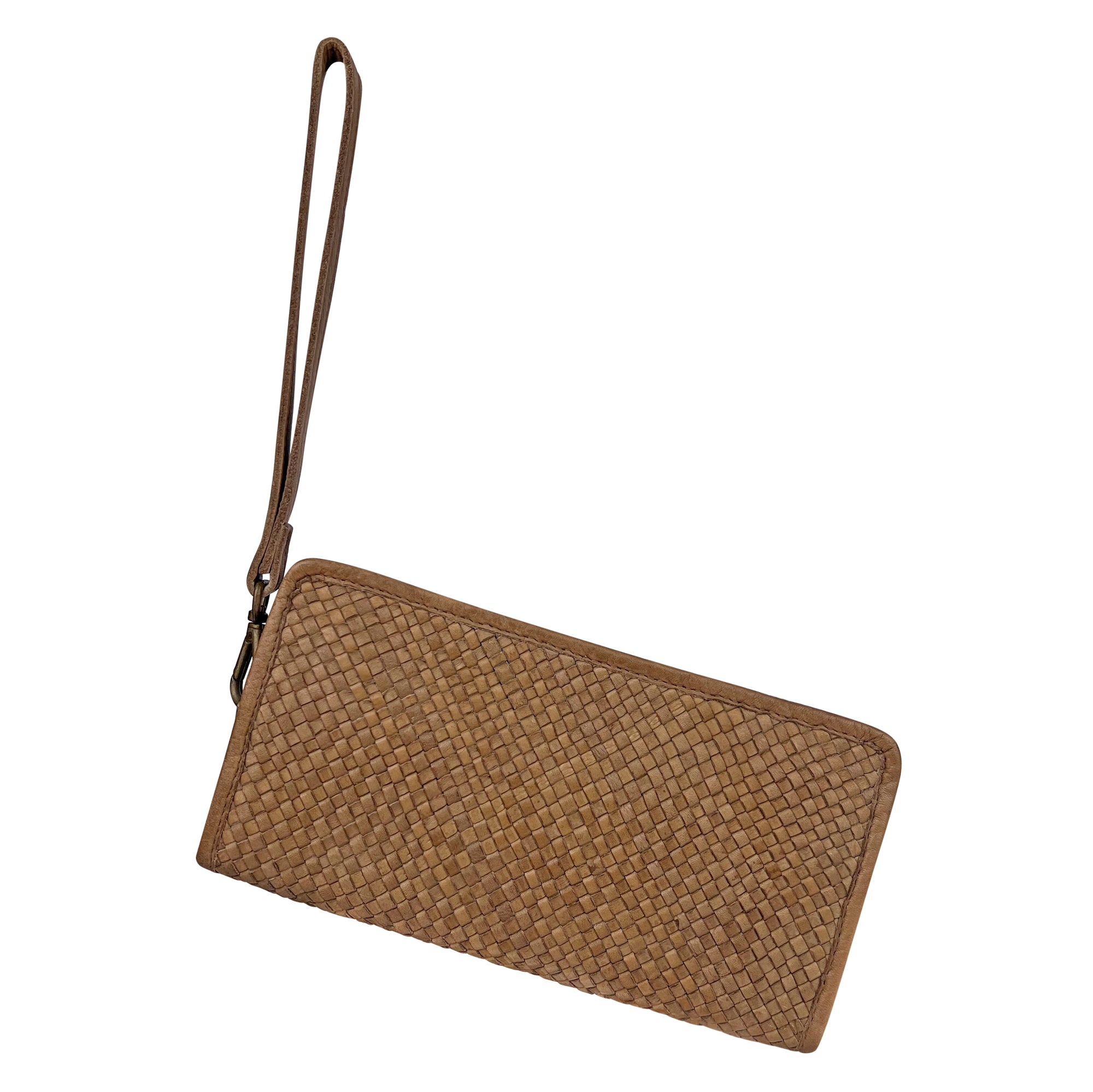 Portafoglio Donna, In Vera Pelle Intrecciata, Modello Livia Taupe