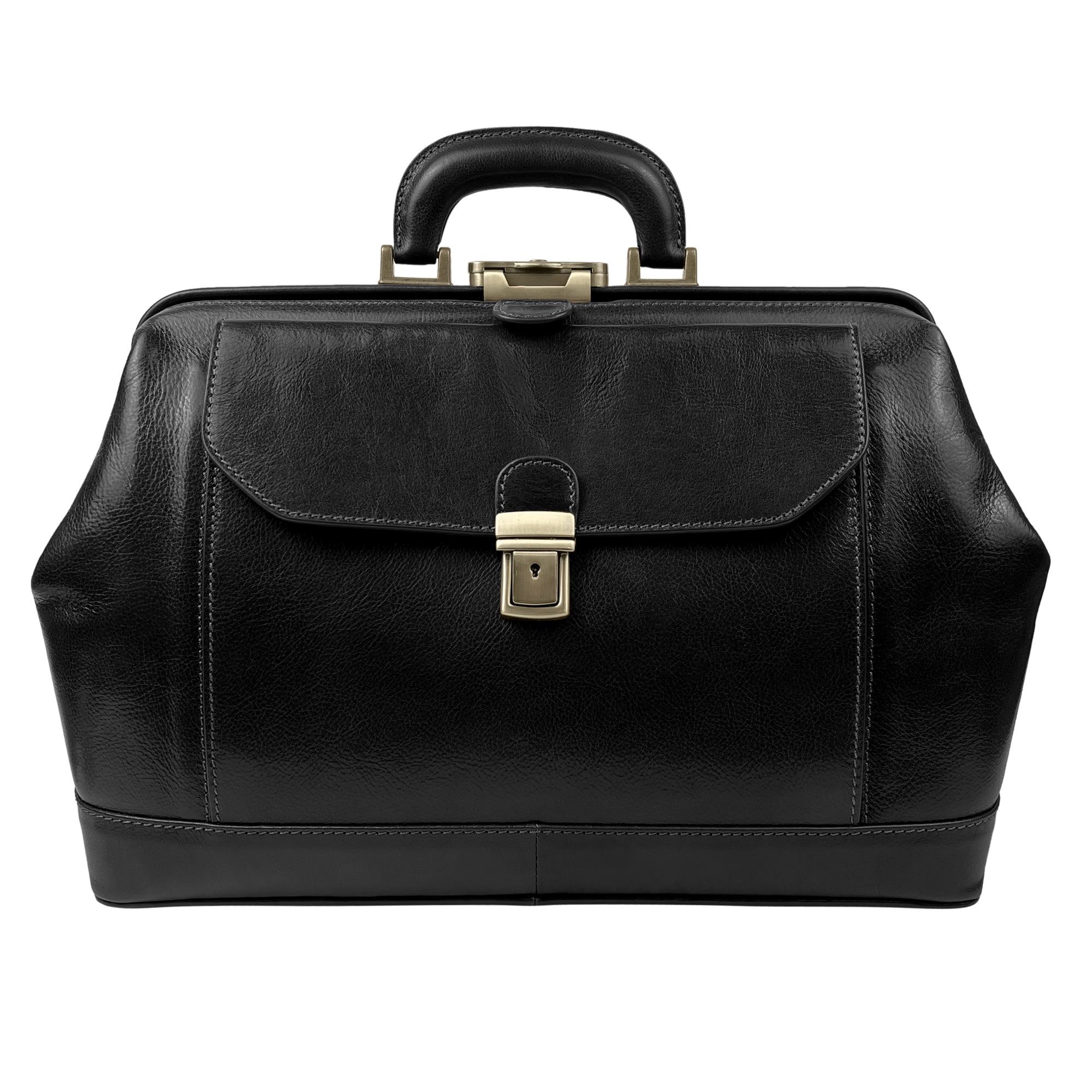 Borsa Da Medico Uomo e Donna, In Vera Pelle, Made in Italy, Modello Amedeo Nero