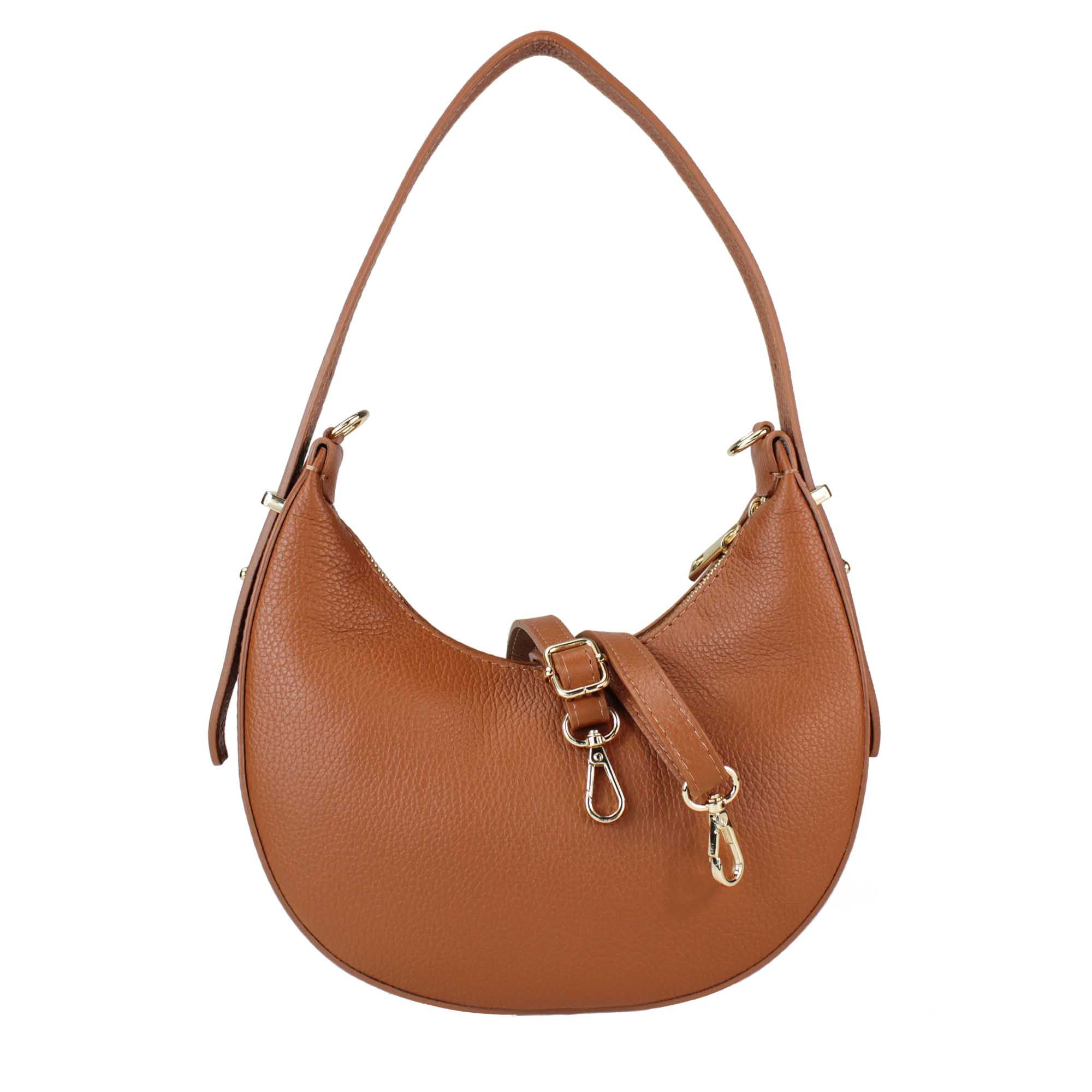 Bolso de Mano Mujer con Correa, En Cuero Auténtico, Hecho en Italia, Modelo Olimpia