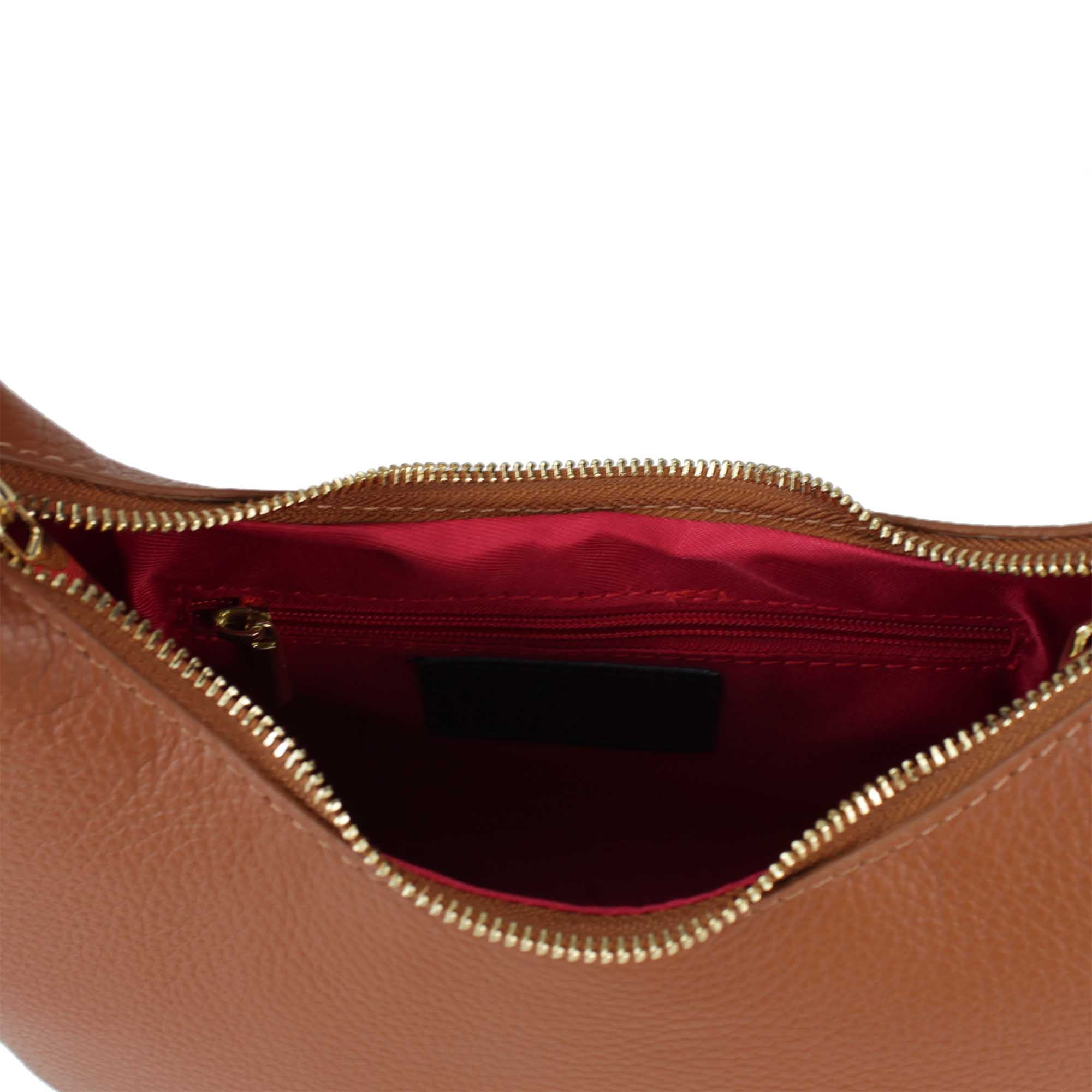 Bolso de Mano Mujer con Correa, En Cuero Auténtico, Hecho en Italia, Modelo Olimpia
