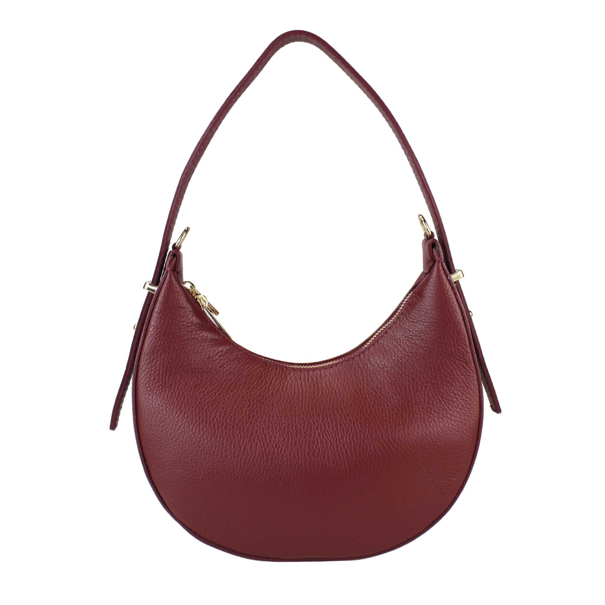 Bolso de Mano Mujer con Correa, En Cuero Auténtico, Hecho en Italia, Modelo Olimpia