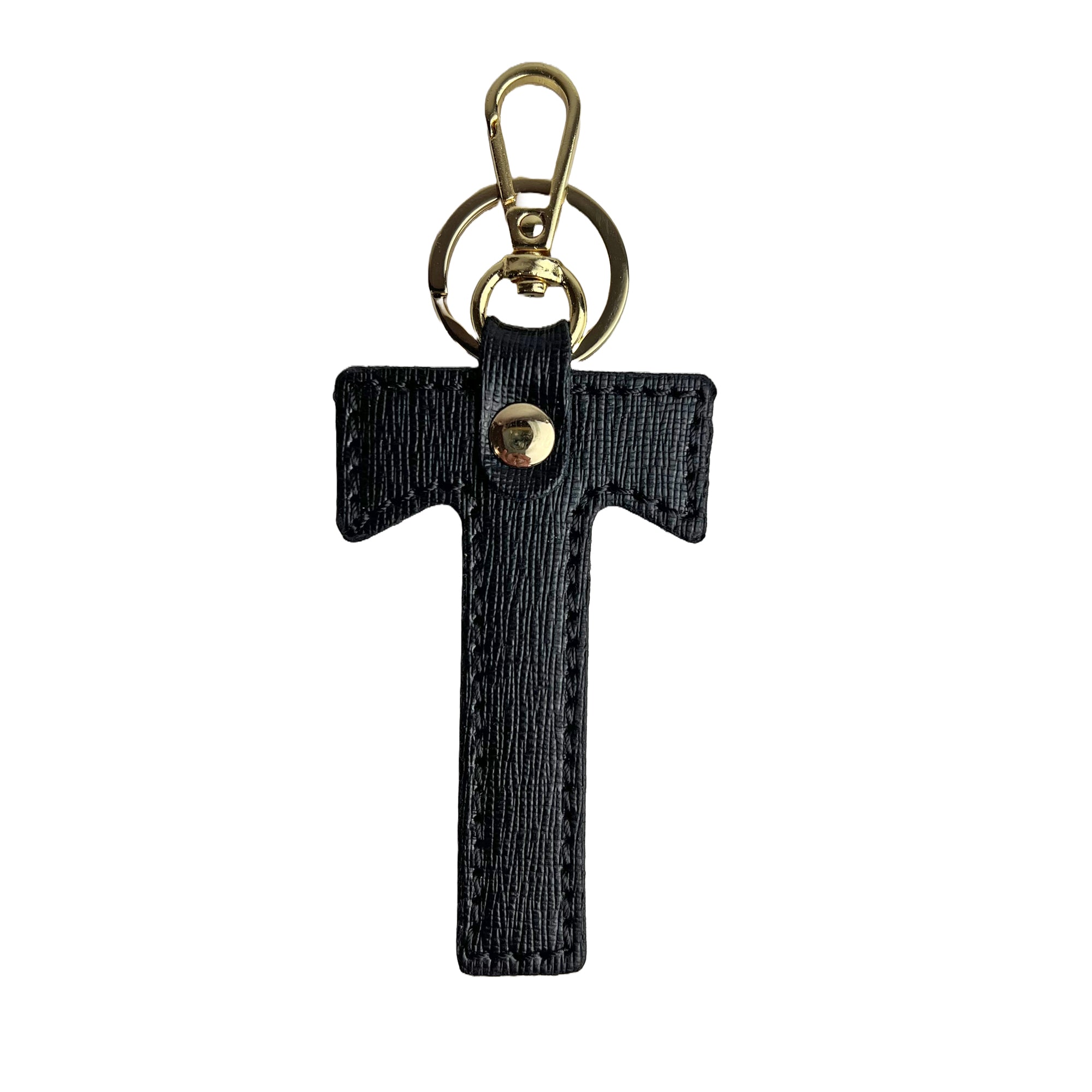 Portachiavi Lettera Donna e Uomo, In Vera Pelle Saffiano, Made in Italy T