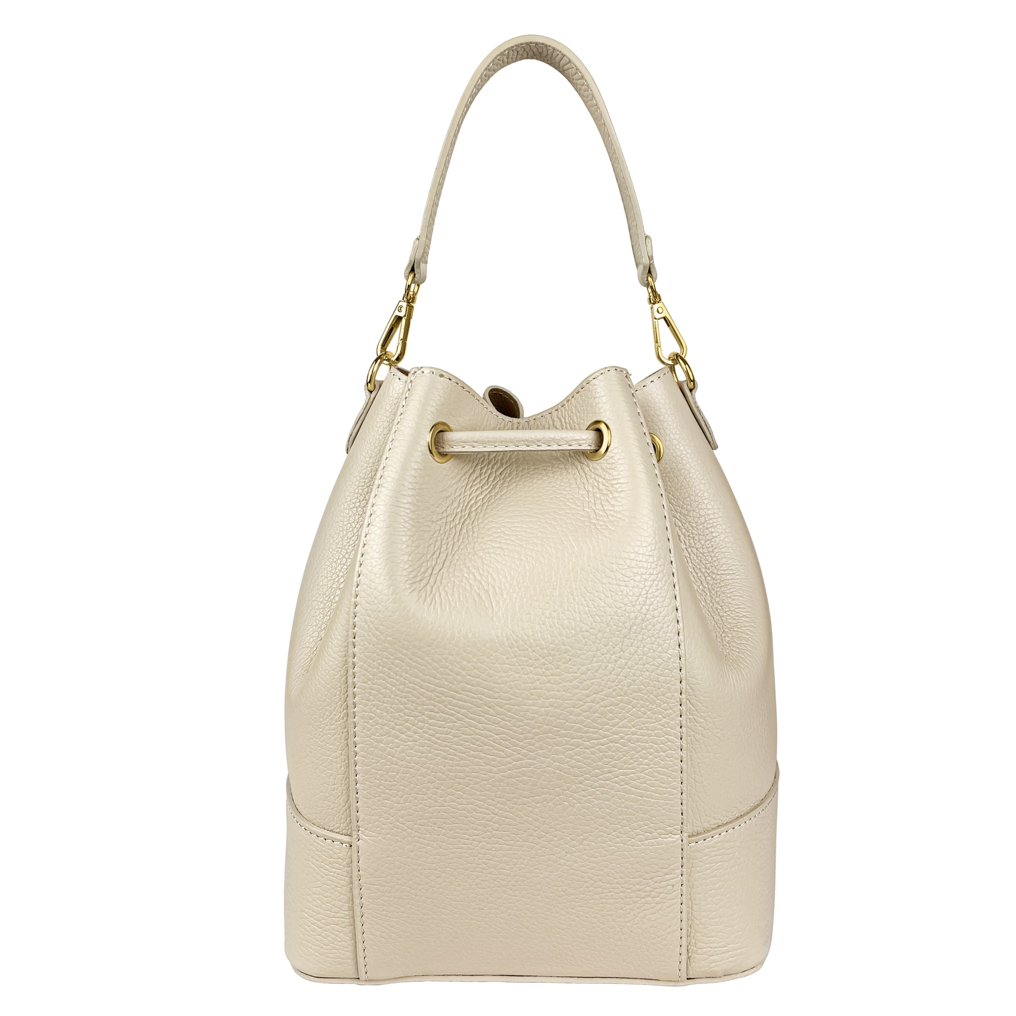 Borsa Secchiello Donna a Mano con Tracolla, In Vera Pelle, Made in Italy, Modello Violet
