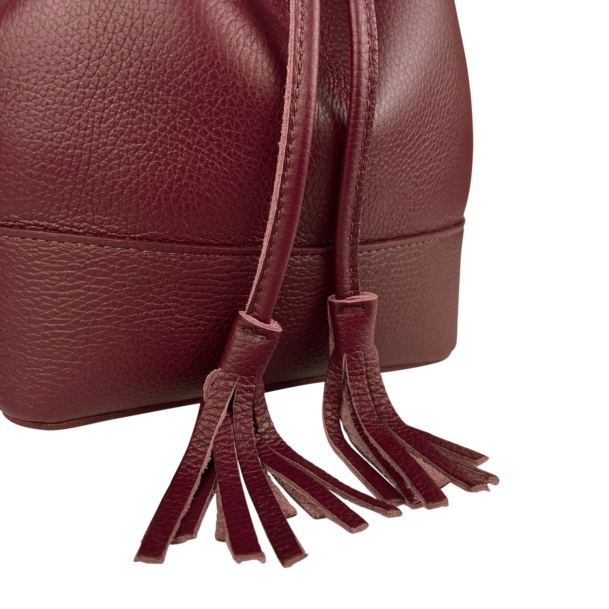 Borsa Secchiello Donna a Mano con Tracolla, In Vera Pelle, Made in Italy, Modello Violet