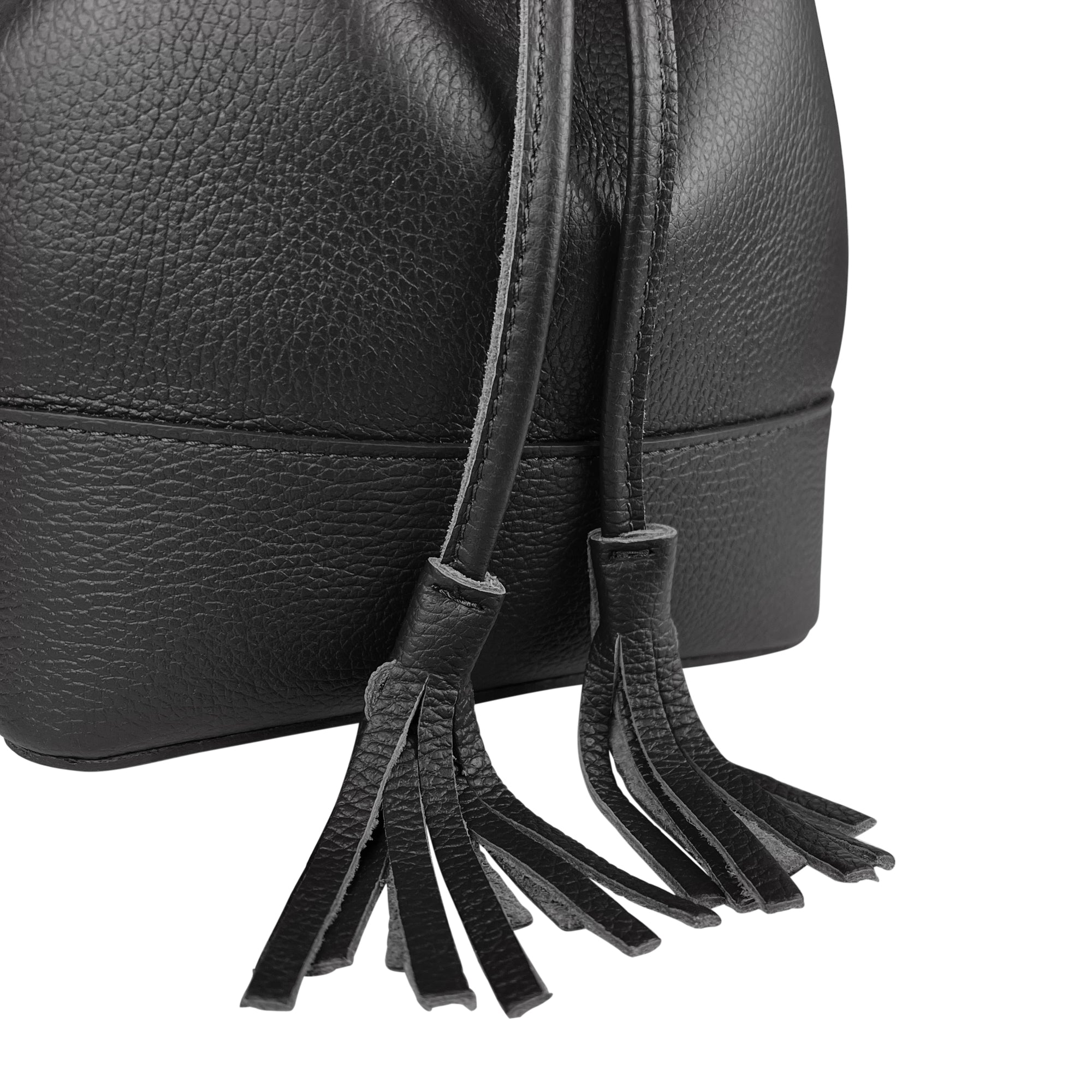 Borsa Secchiello Donna a Mano con Tracolla, In Vera Pelle, Made in Italy, Modello Violet