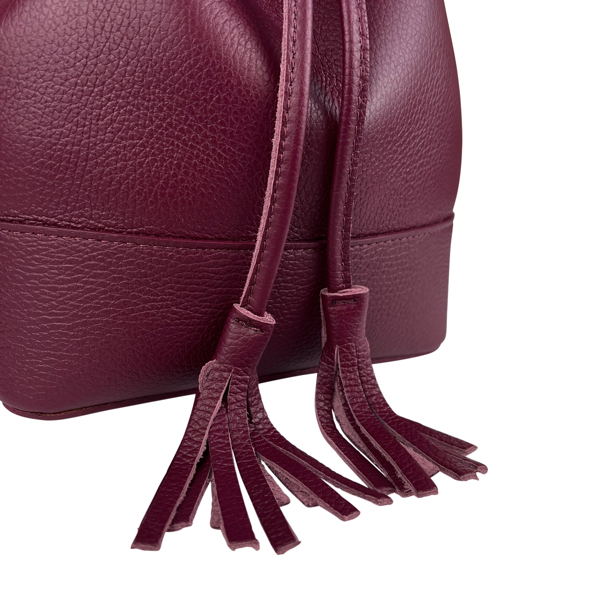 Borsa Secchiello Donna a Mano con Tracolla, In Vera Pelle, Made in Italy, Modello Violet