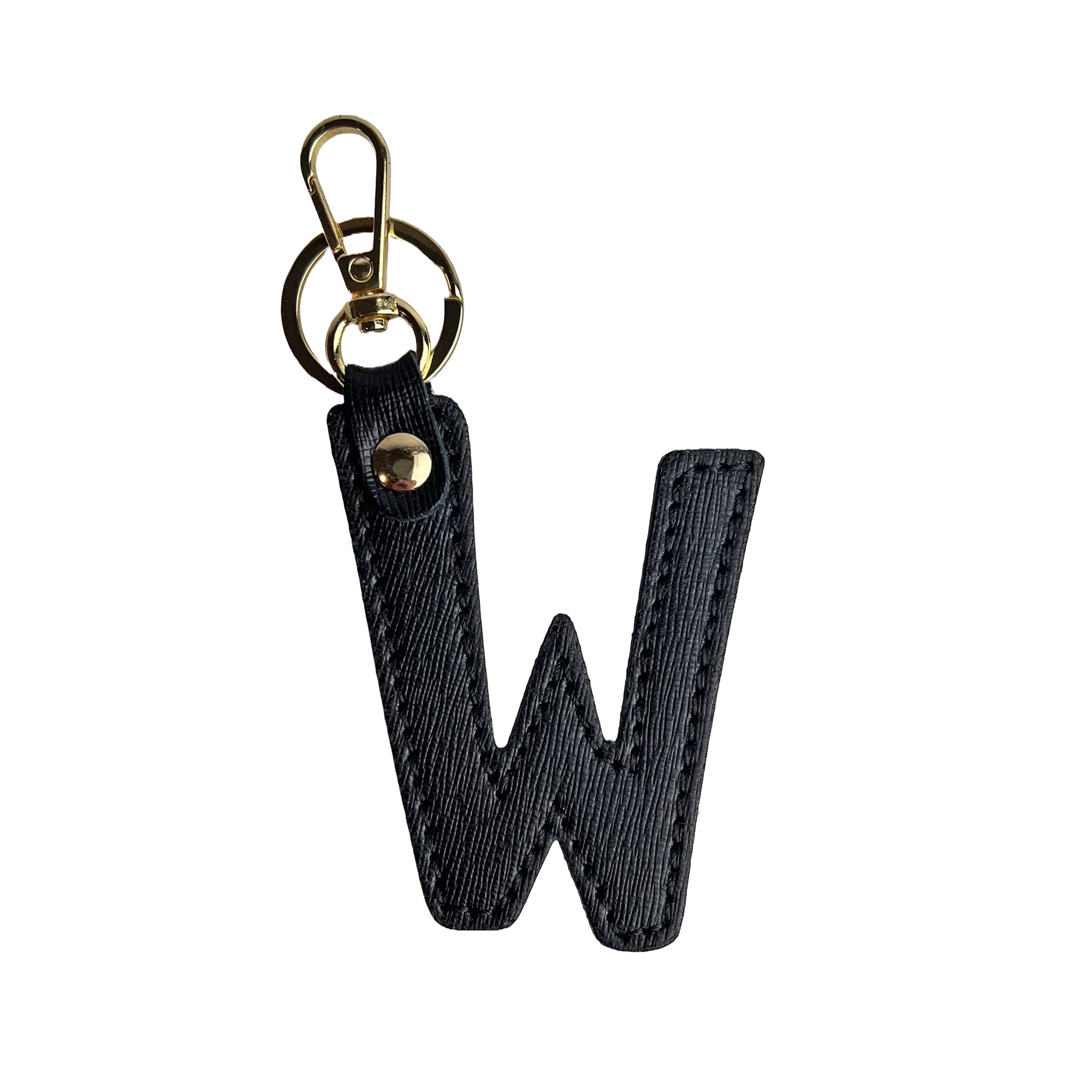 Portachiavi Lettera Donna e Uomo, In Vera Pelle Saffiano, Made in Italy W