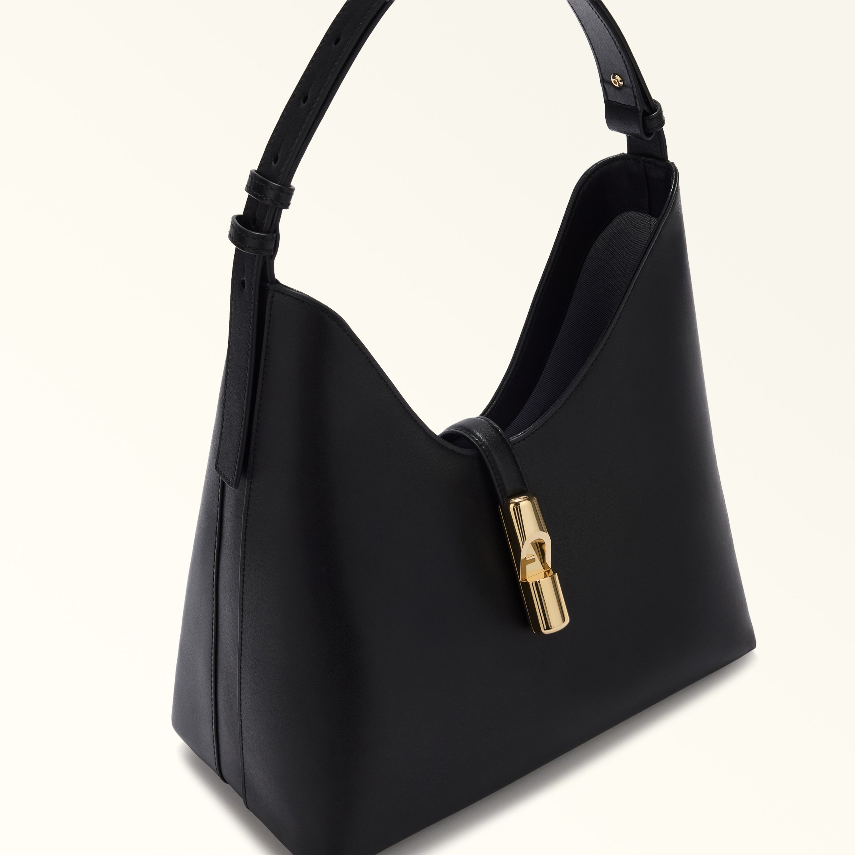 Furla Sac à épaule Femme Noir Cuir Goccia Logo
