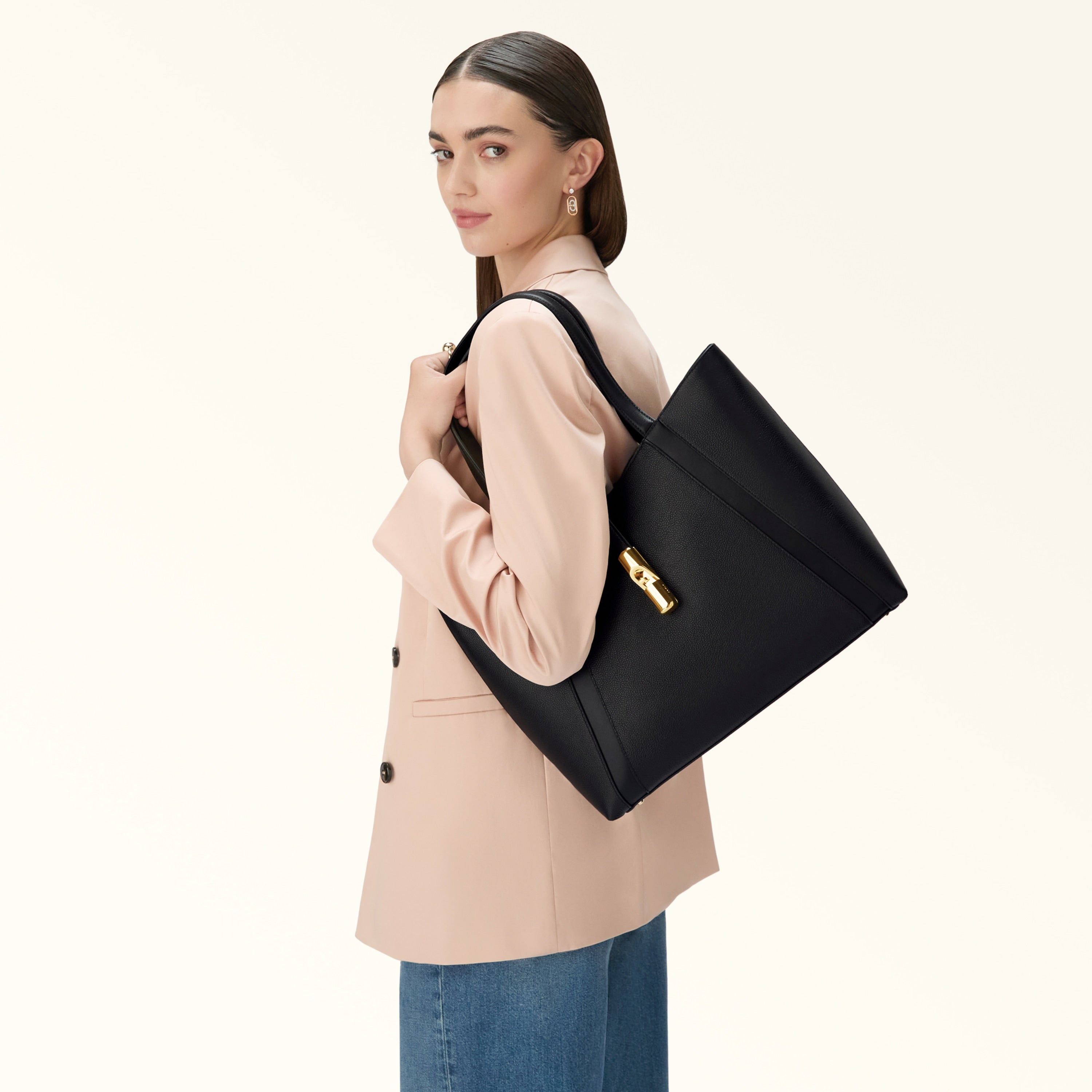 Furla Borsa Donna Nera Spalla Pelle Goccia Logo