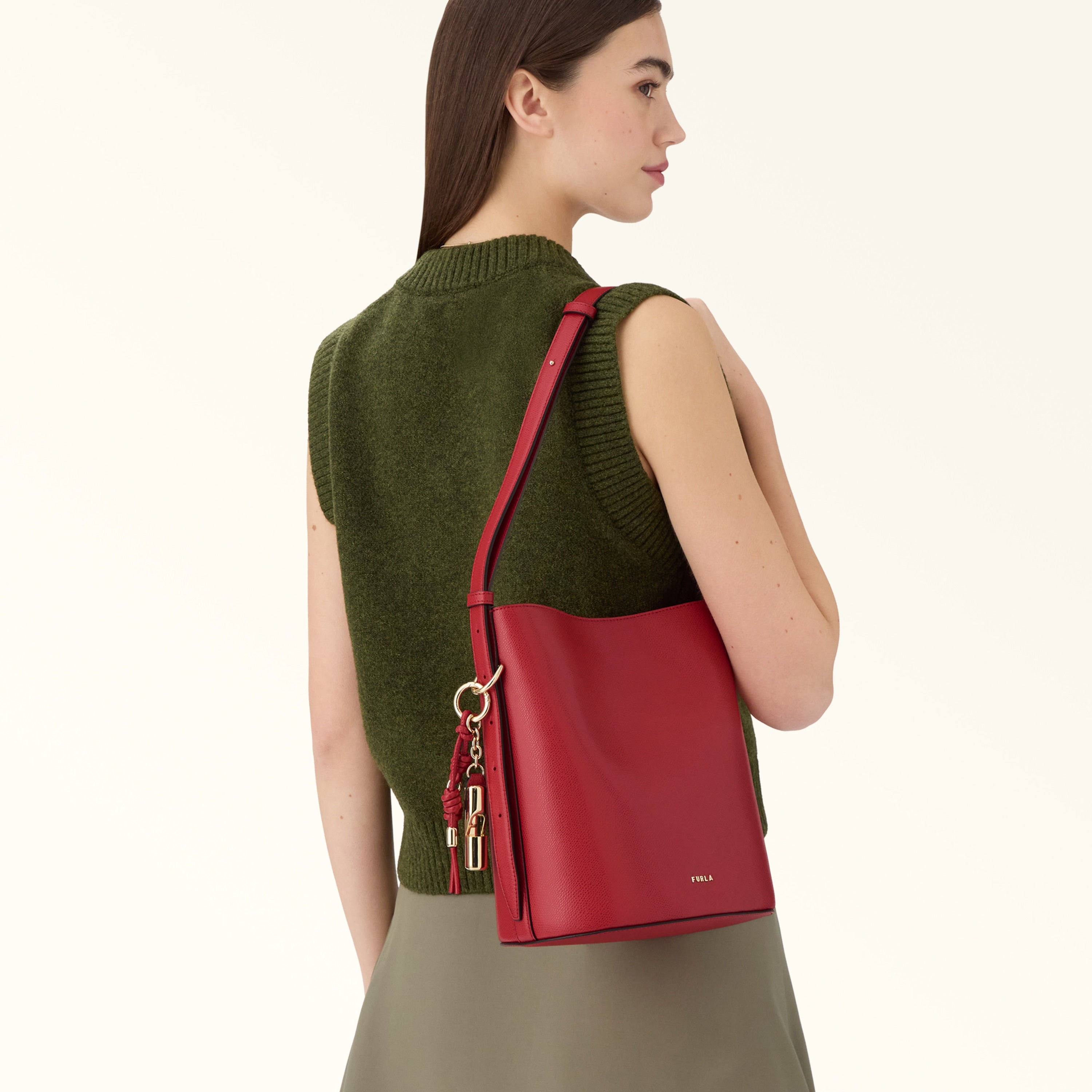 Furla Borsa Donna Rossa Tracolla Pelle Roxie Logo