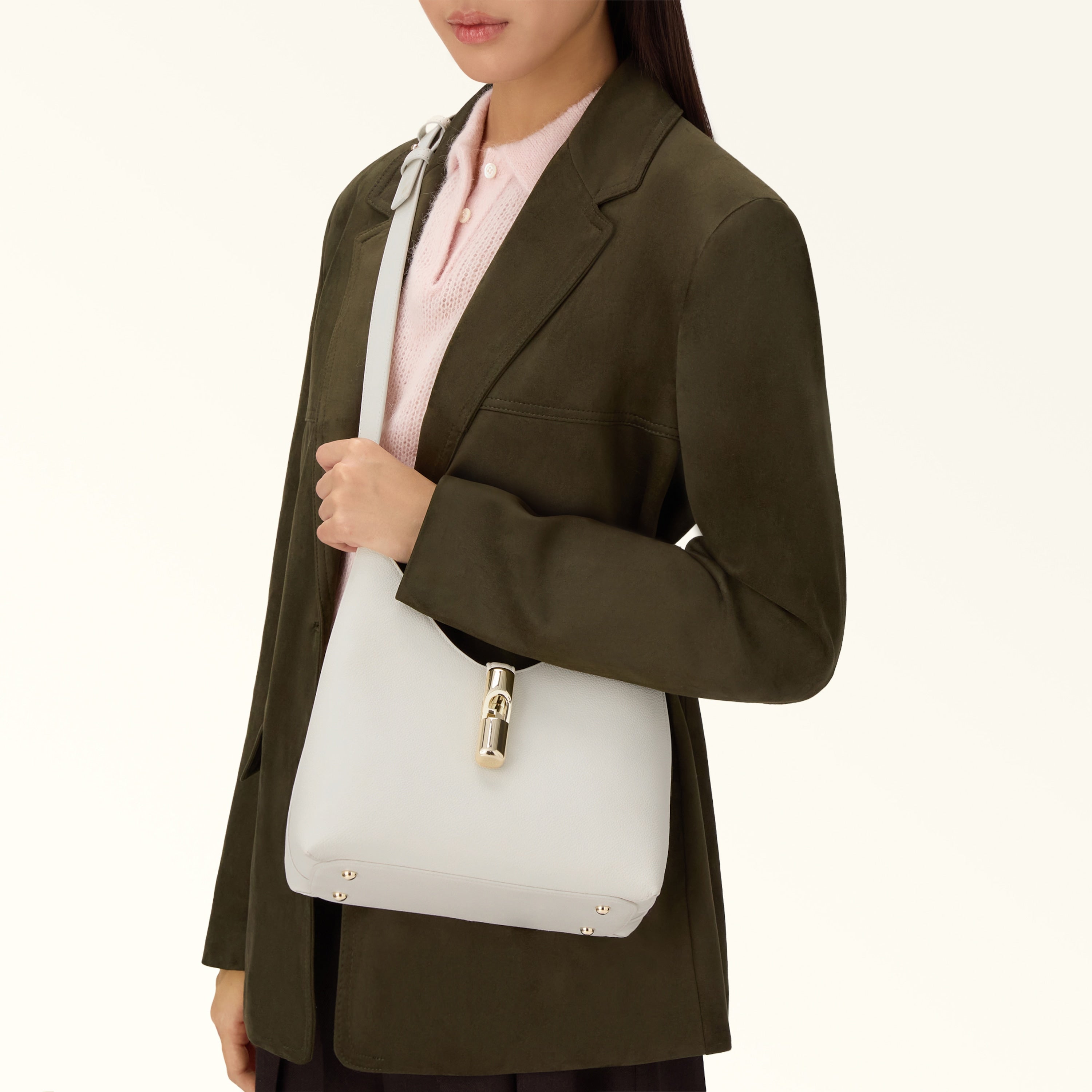 Furla Borsa a Spalla Pelle Donna Beige Logo