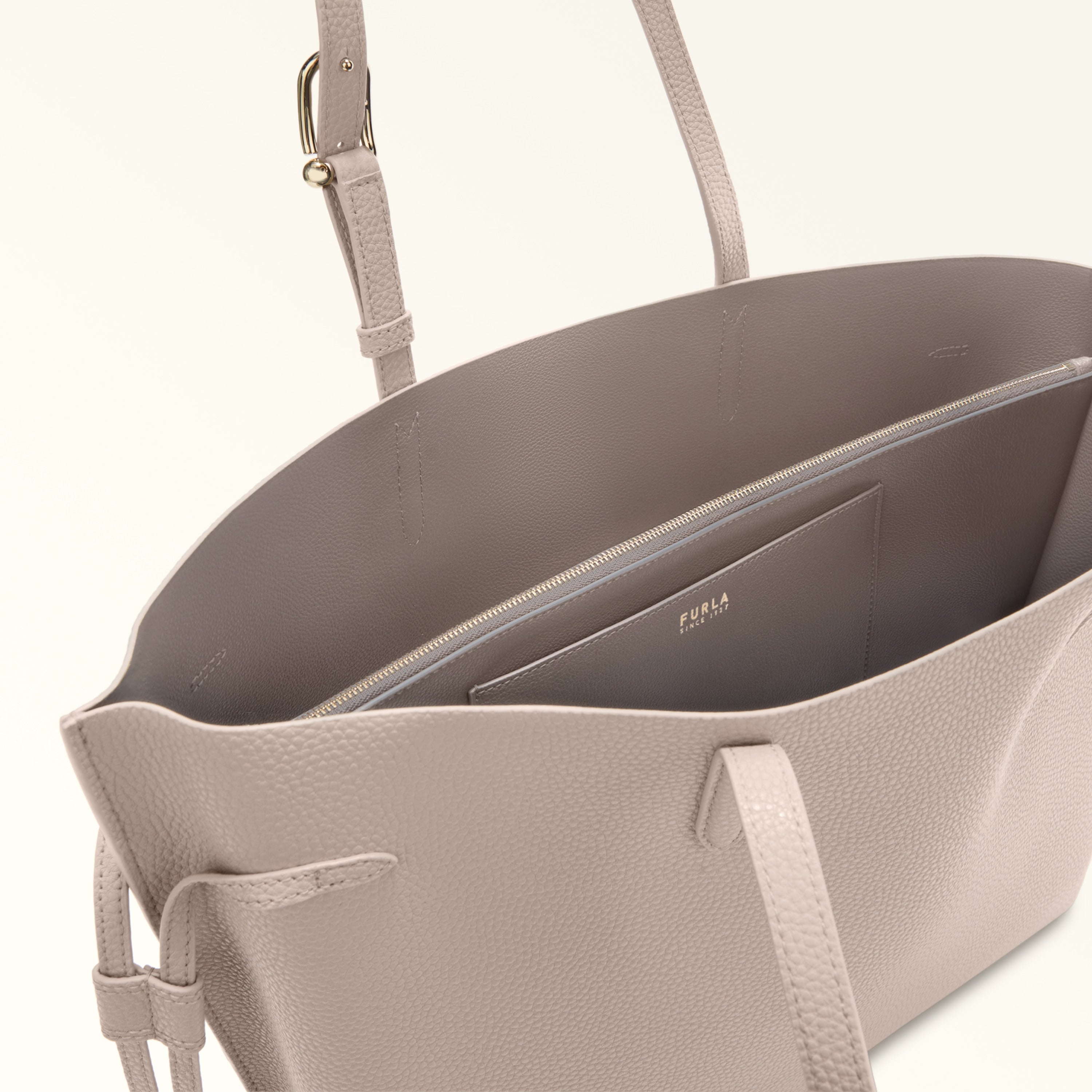 Furla Sac à épaule Femme Beige Cuir Ava Logo