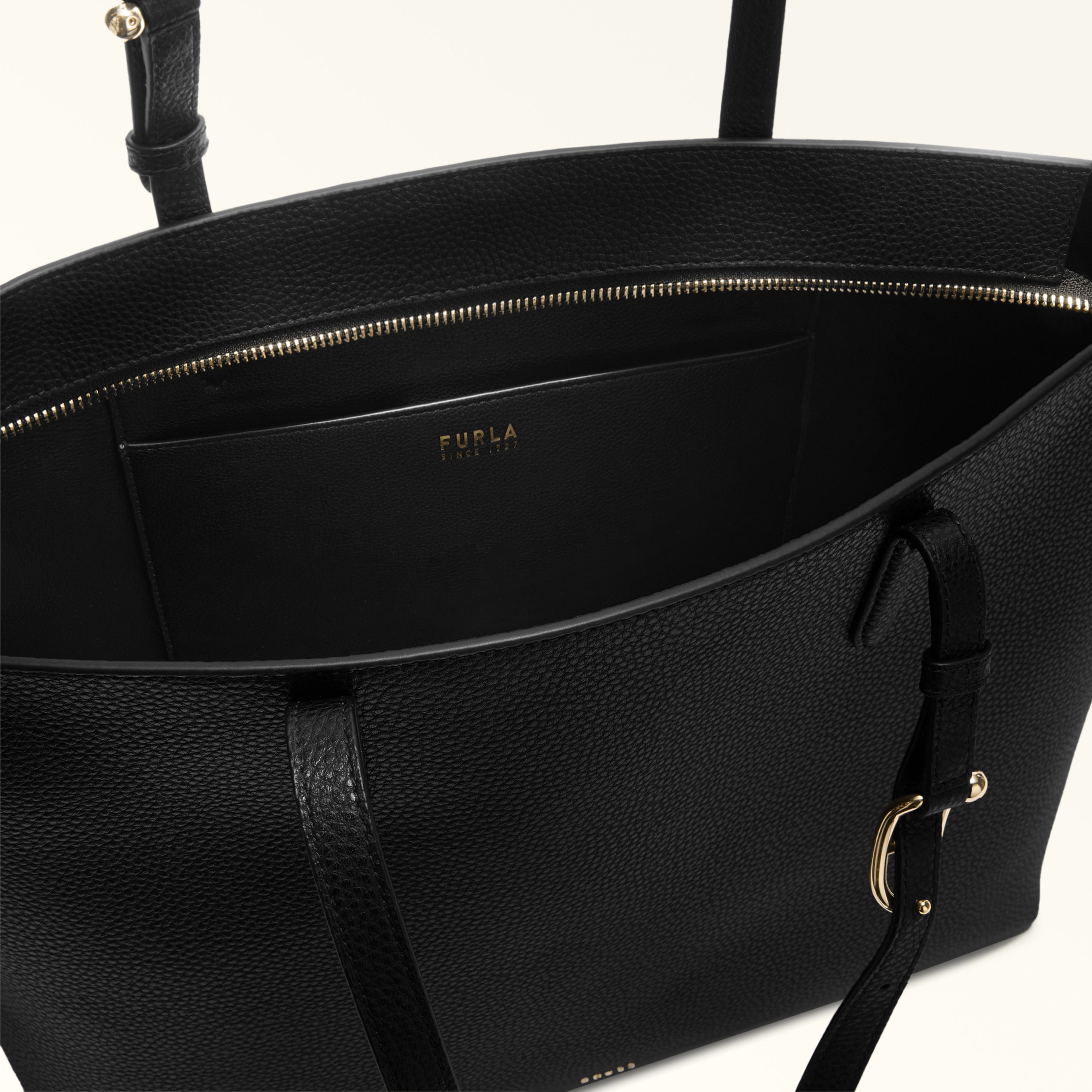 Furla Sac à épaule Femme Noir Cuir Ava Tote Logo