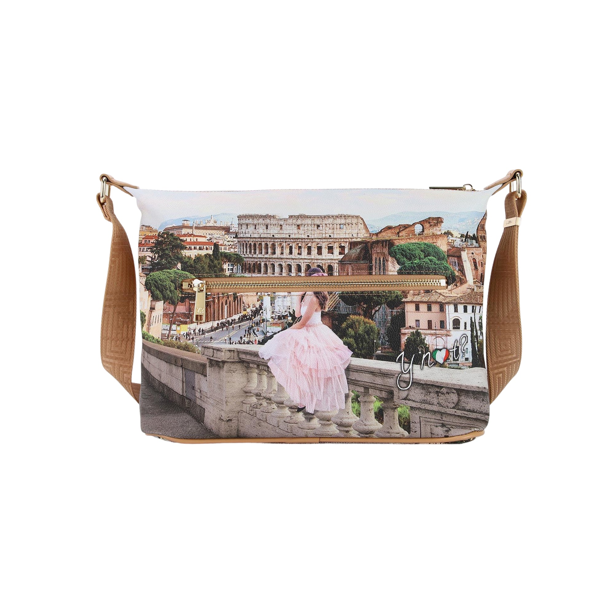 Borsa Donna Hobo Ynot? Yes Bag Stampa Città Easy Large con Tracolla