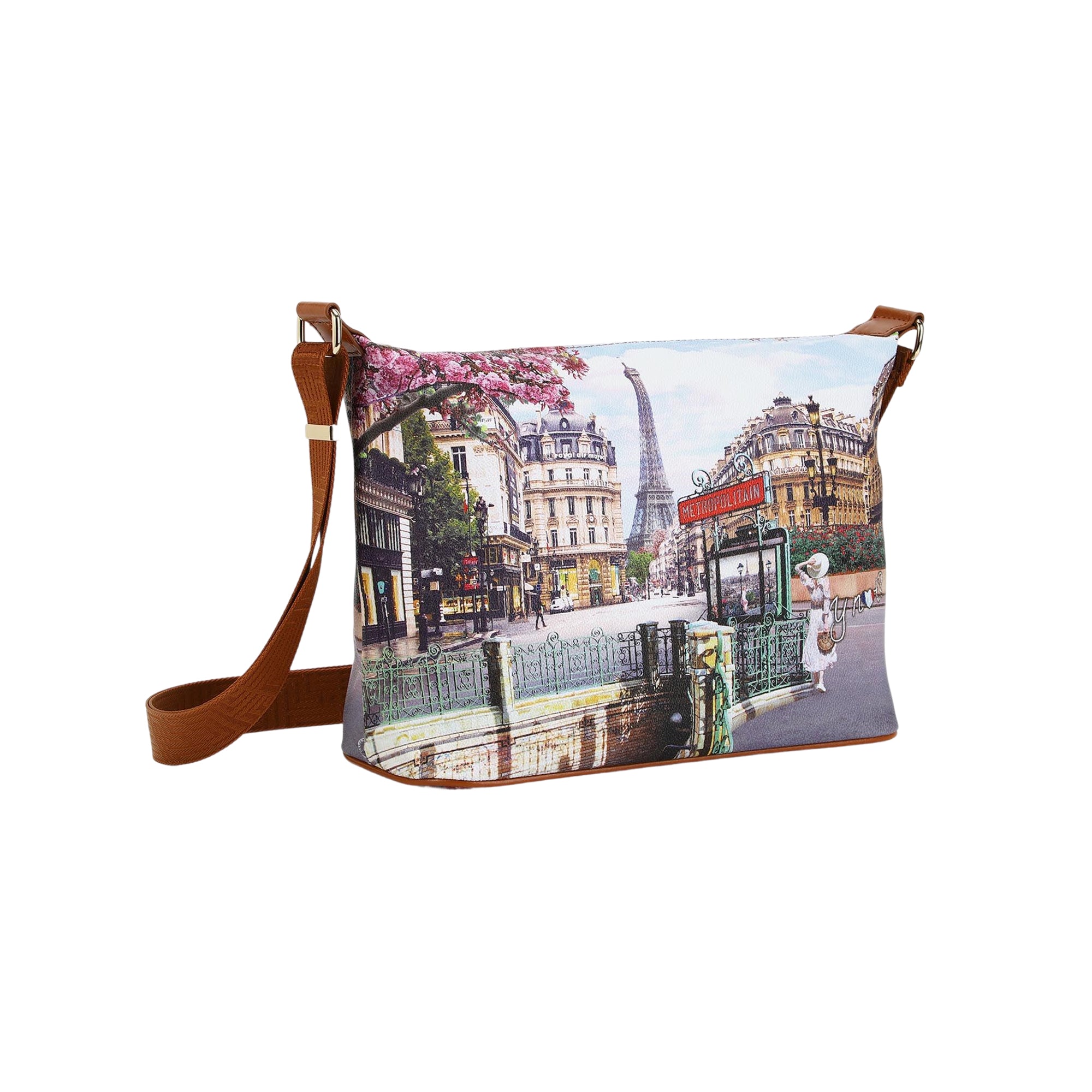 Borsa Donna Hobo Ynot? Yes Bag Stampa Città Easy Large con Tracolla