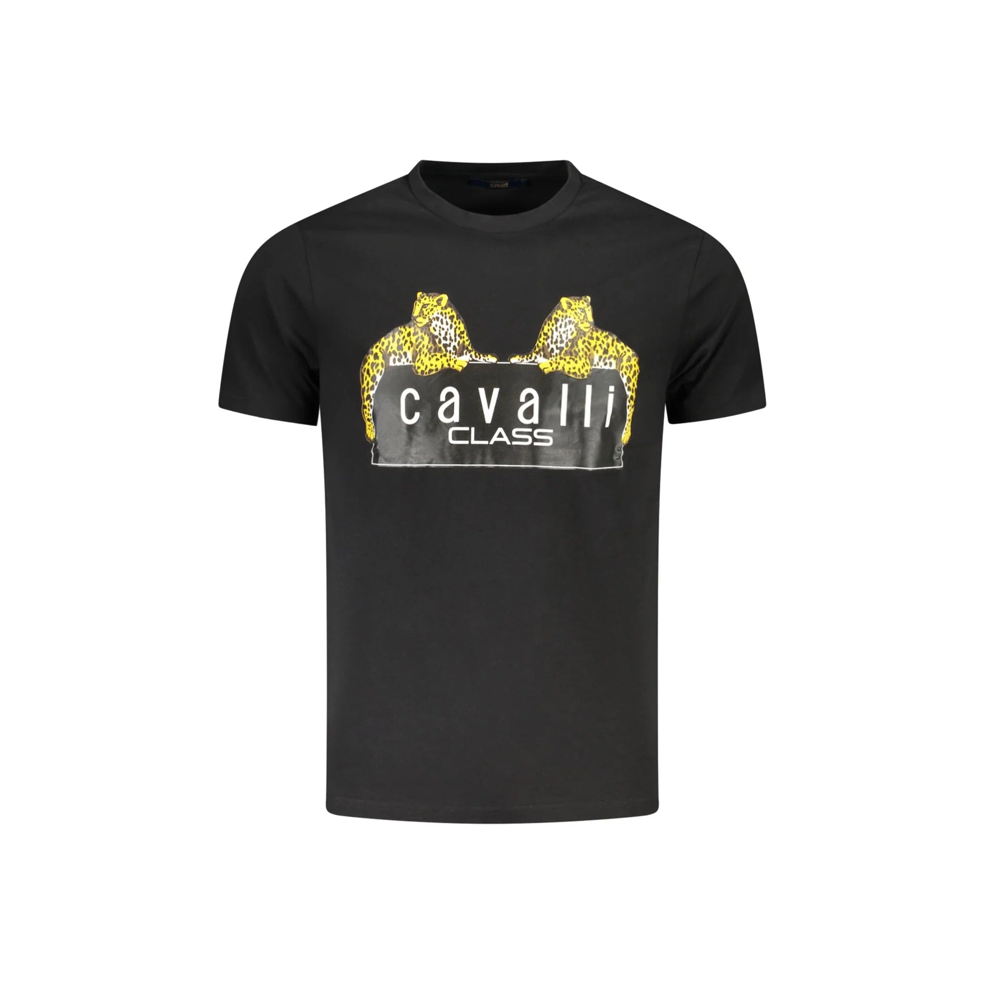 Cavalli Class T-Shirt Maniche Corte Uomo Nera Stampa Logo Nero - foto prodotto